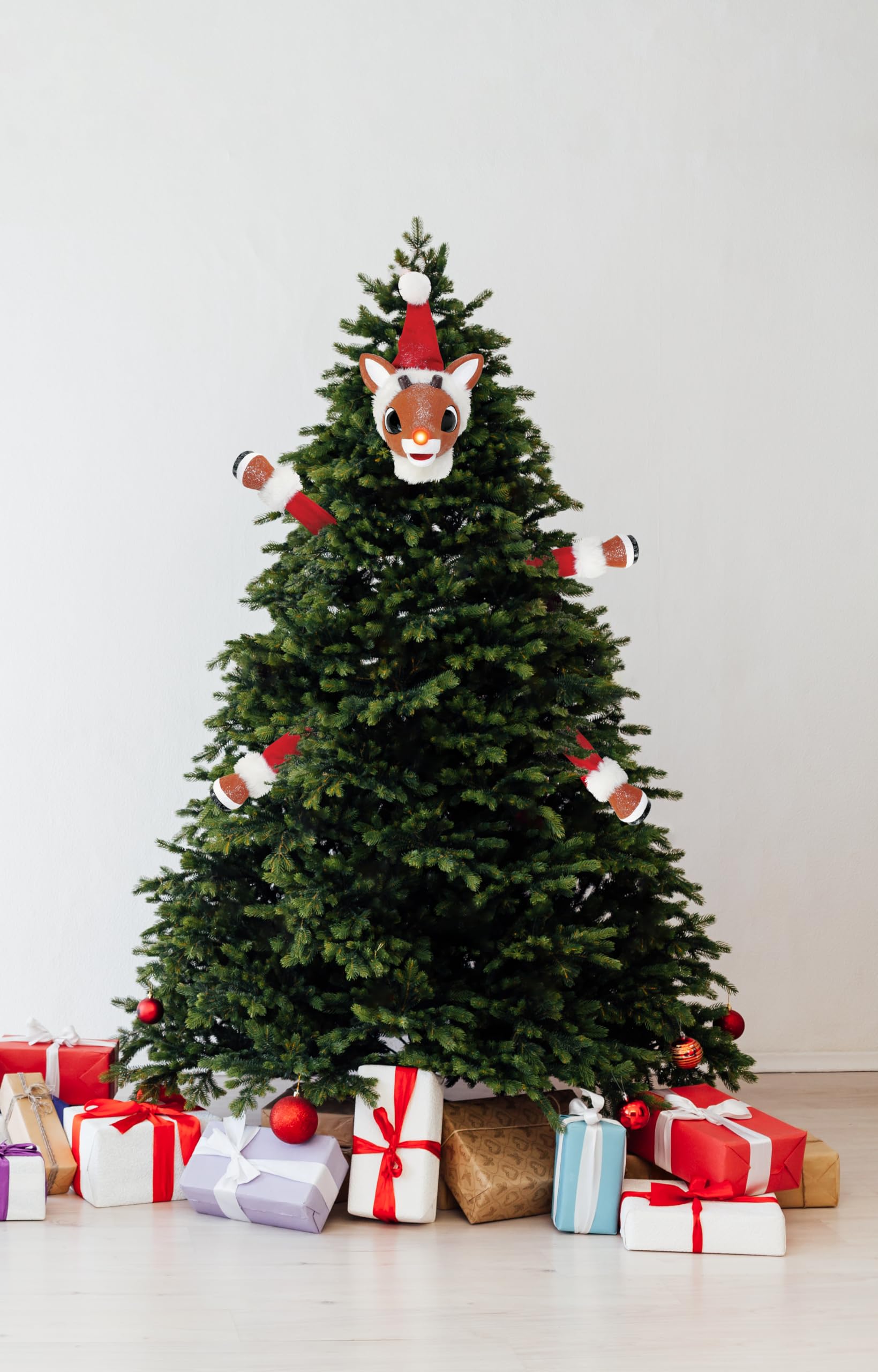 "Rudolph The Red-Nosed Reindeer in a Cinch" Department 56 Lit Tree Topper Set
