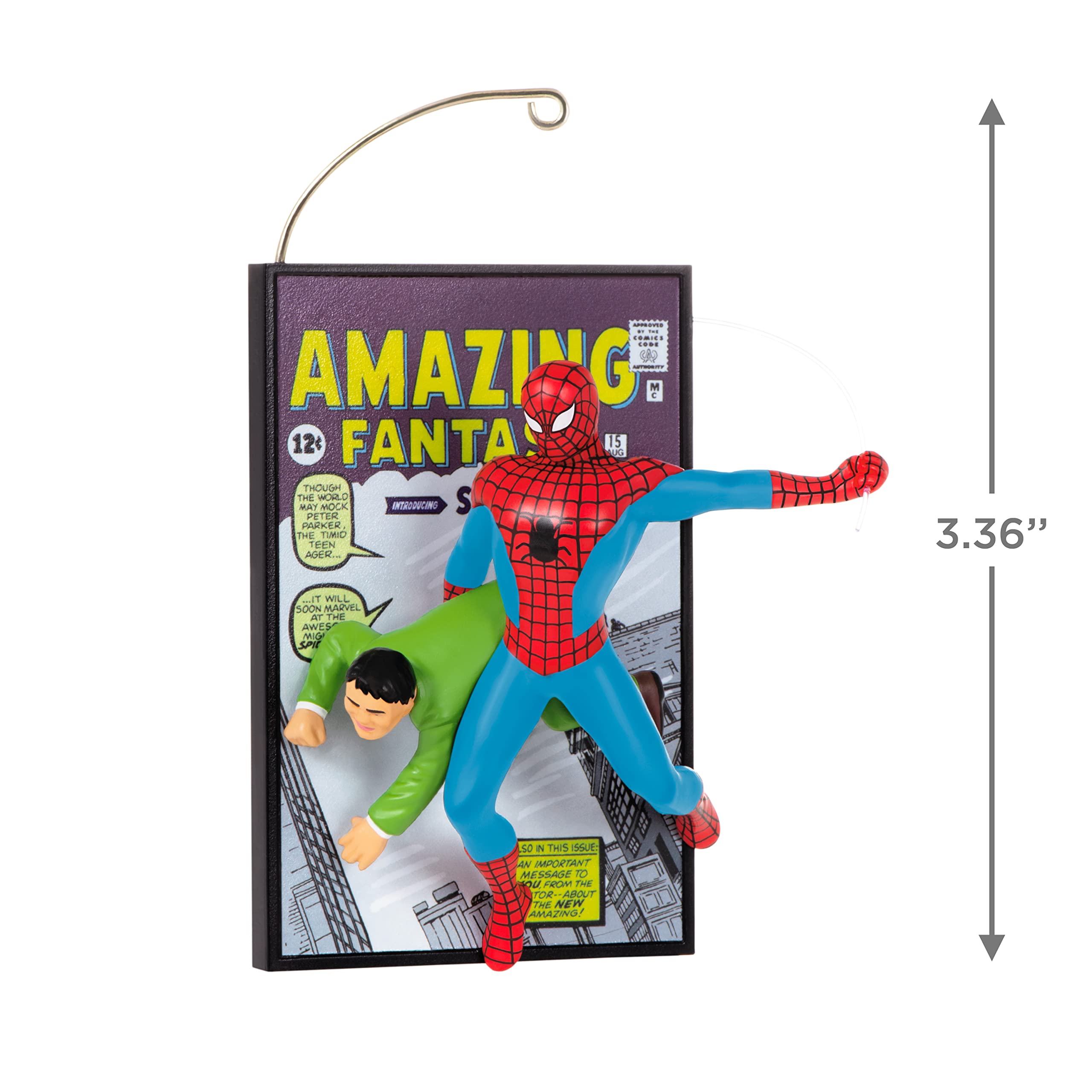 Hallmark Keepsake Plastic Christmas Ornament 2022, Marvel Spider-Man Amazing Fantasy 60th Anniversary