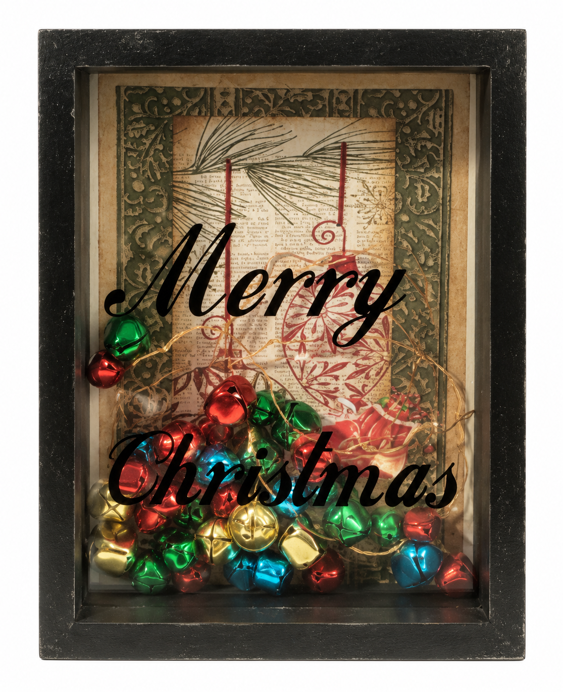 Ganz "Merry Christmas" Lighted Jingle Bell Shadowbox
