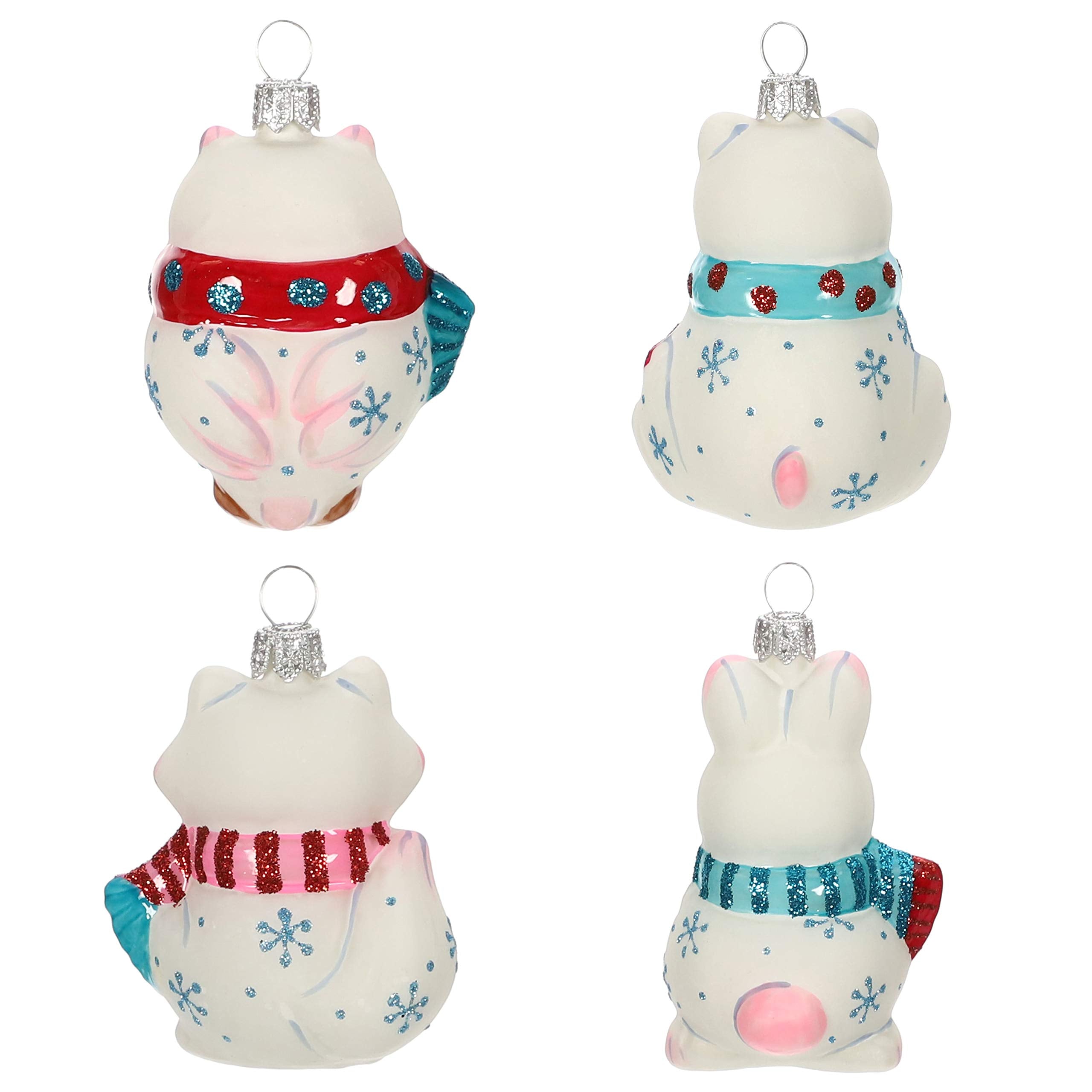 Hallmark Keepsake Mini Christmas Ornaments 2019 Year Dated, Arctic Friends Animals Miniature Blown Glass Ornament, Set of 4