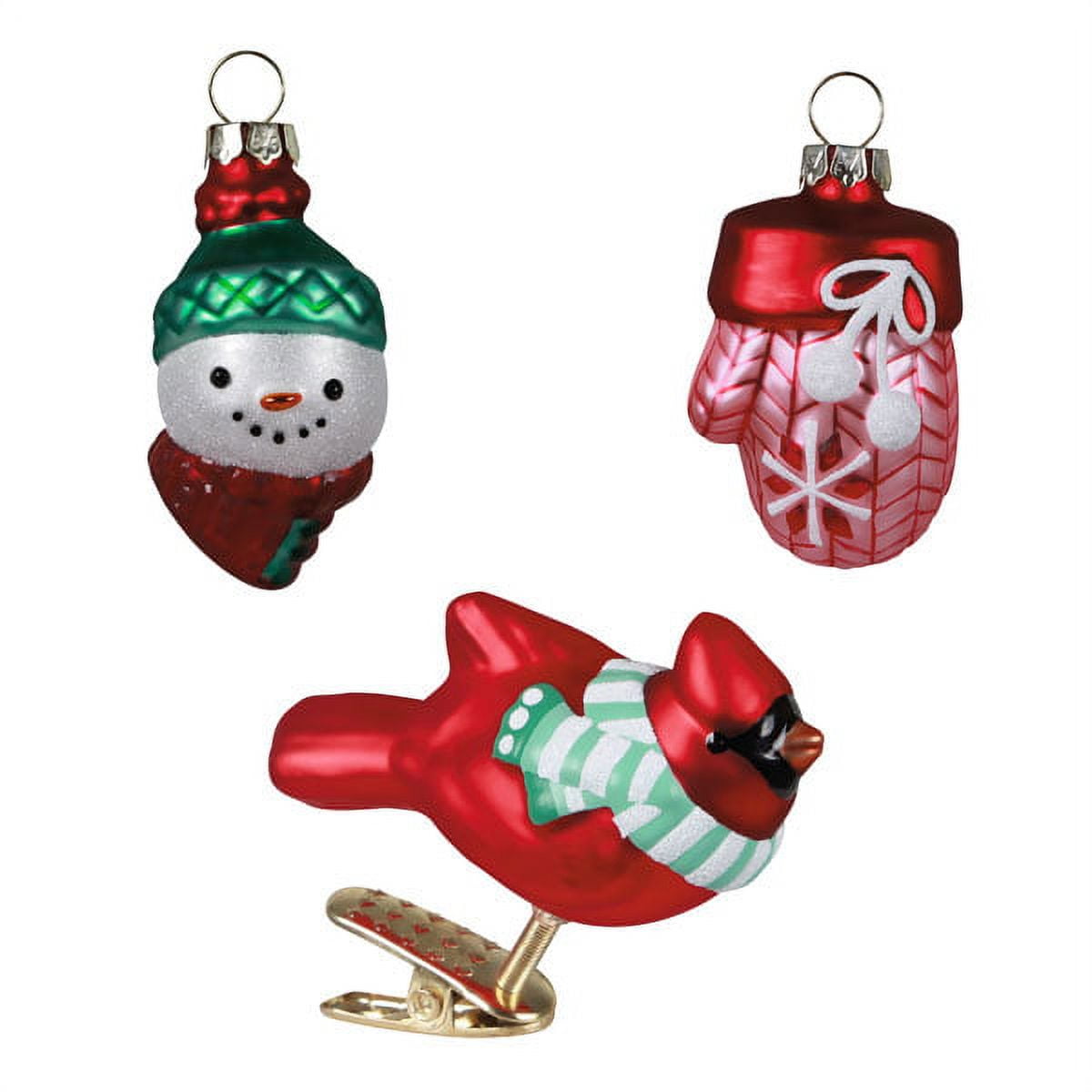 Hallmark QXT4112 Holiday Happiness Blown Glass, (Set of 3) 2021 Ornaments