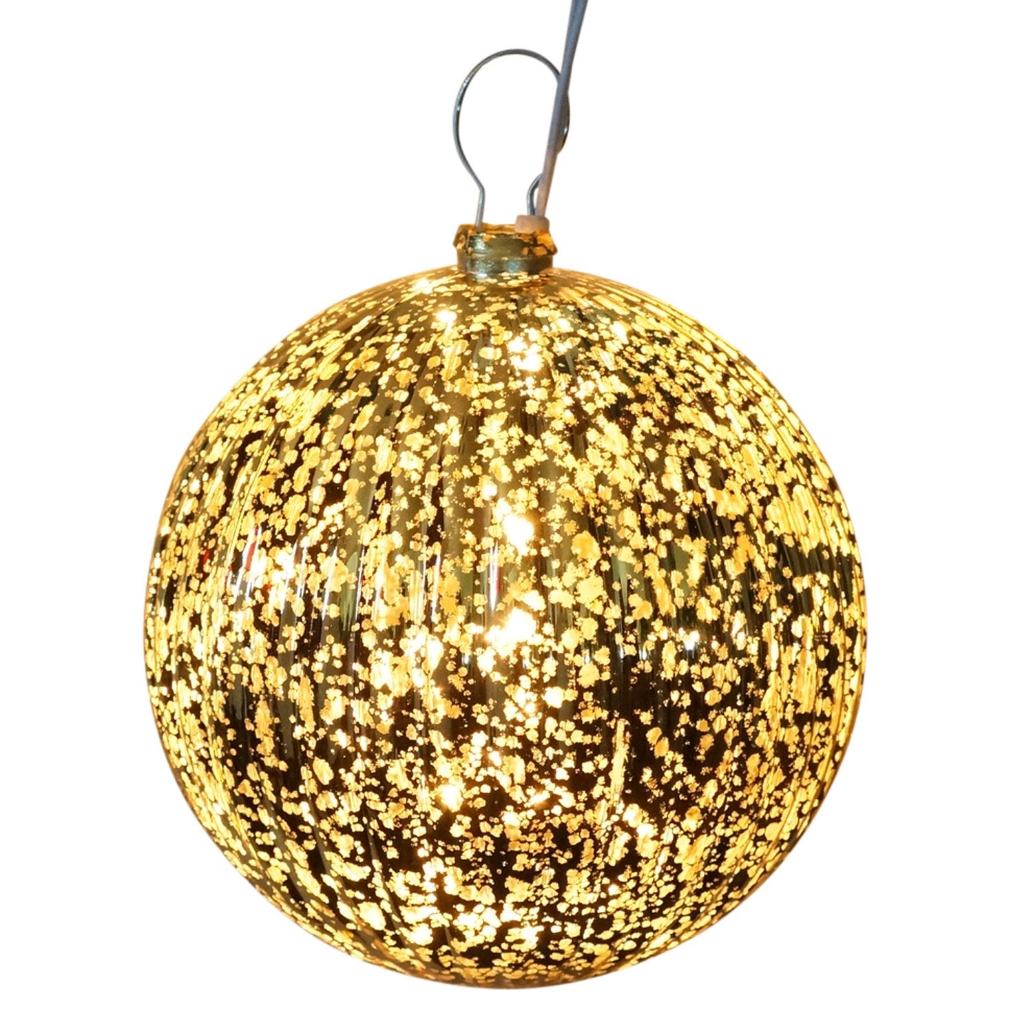 6 Inch Lighted Gold Ball Ornament Indoor Outdoor Decor