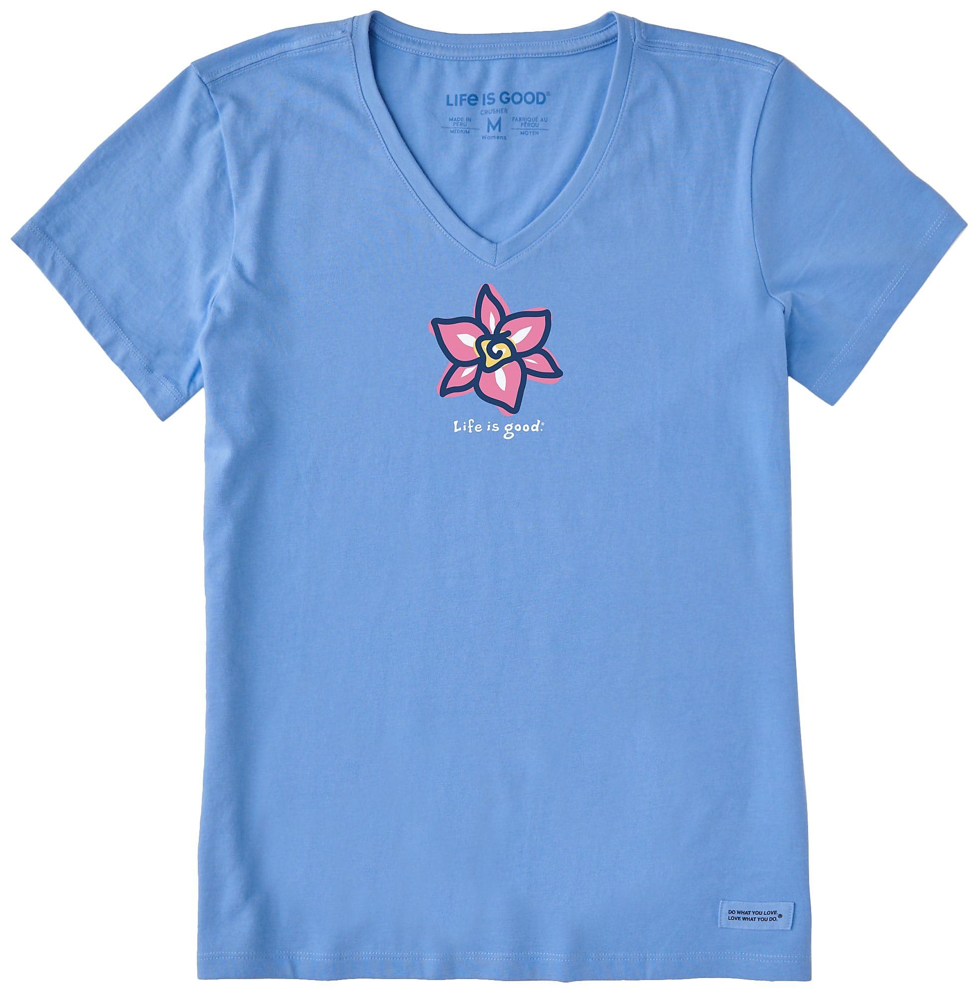 Extra Large Life is Good Women's Blooming Orchid V Neck Short Sleeve T-Shirt