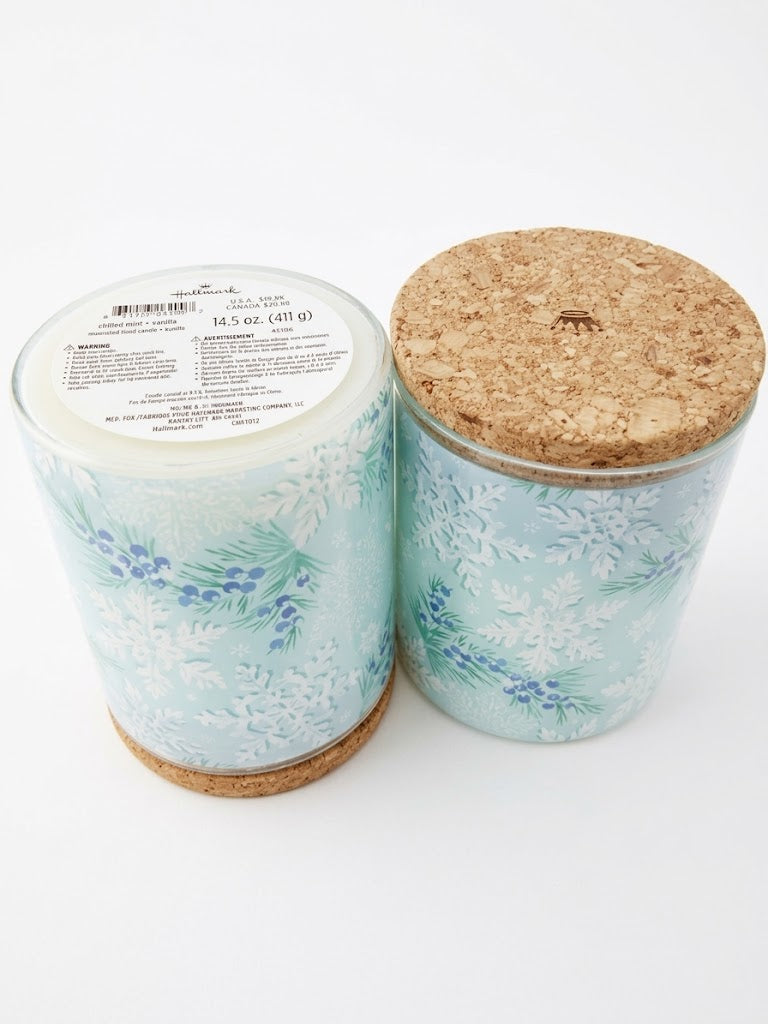 Hallmark "Chilled Mint + Vanilla" Scented Soy Blend Candle with Cork Lid - 14.5 oz