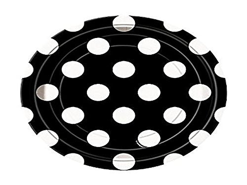 Amscan Tableware Collection, Dots Round Plates Party Supplies, 9", Black