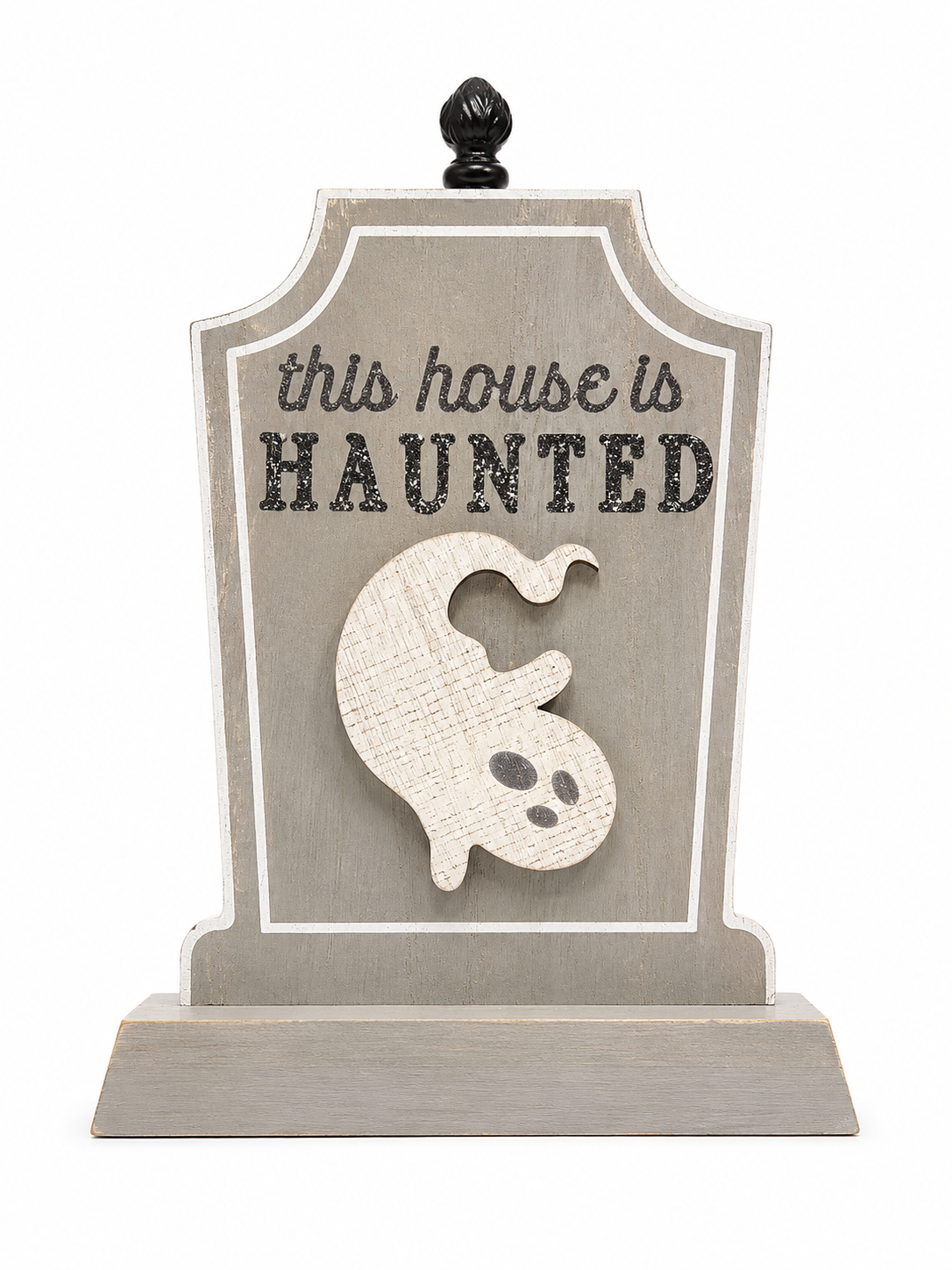 This House is Haunted Ghosts Wooden Halloween Transpac Tombstone