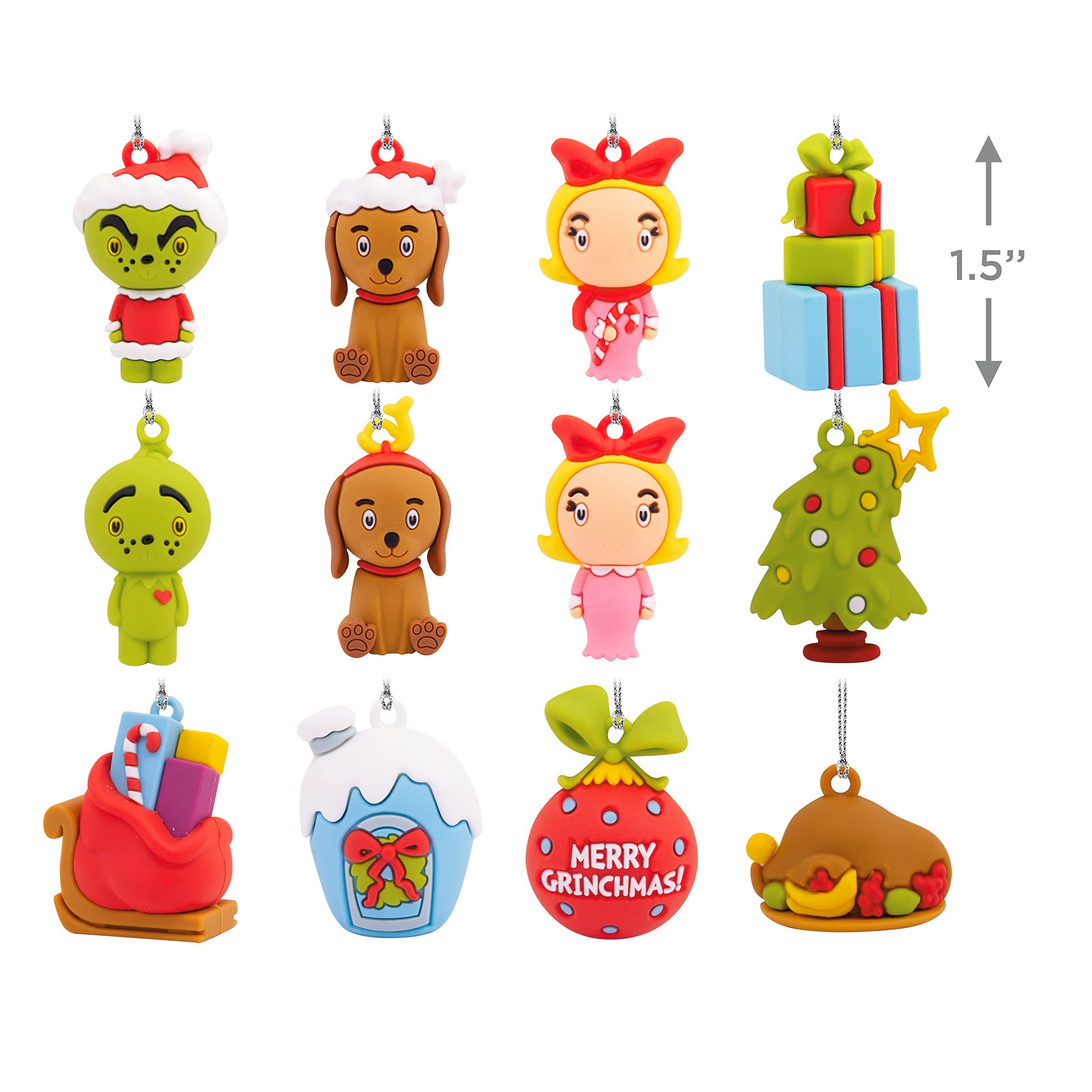 Hallmark Dr. Seuss The Grinch 12-Day Countdown Calendar Mini Ornament Set