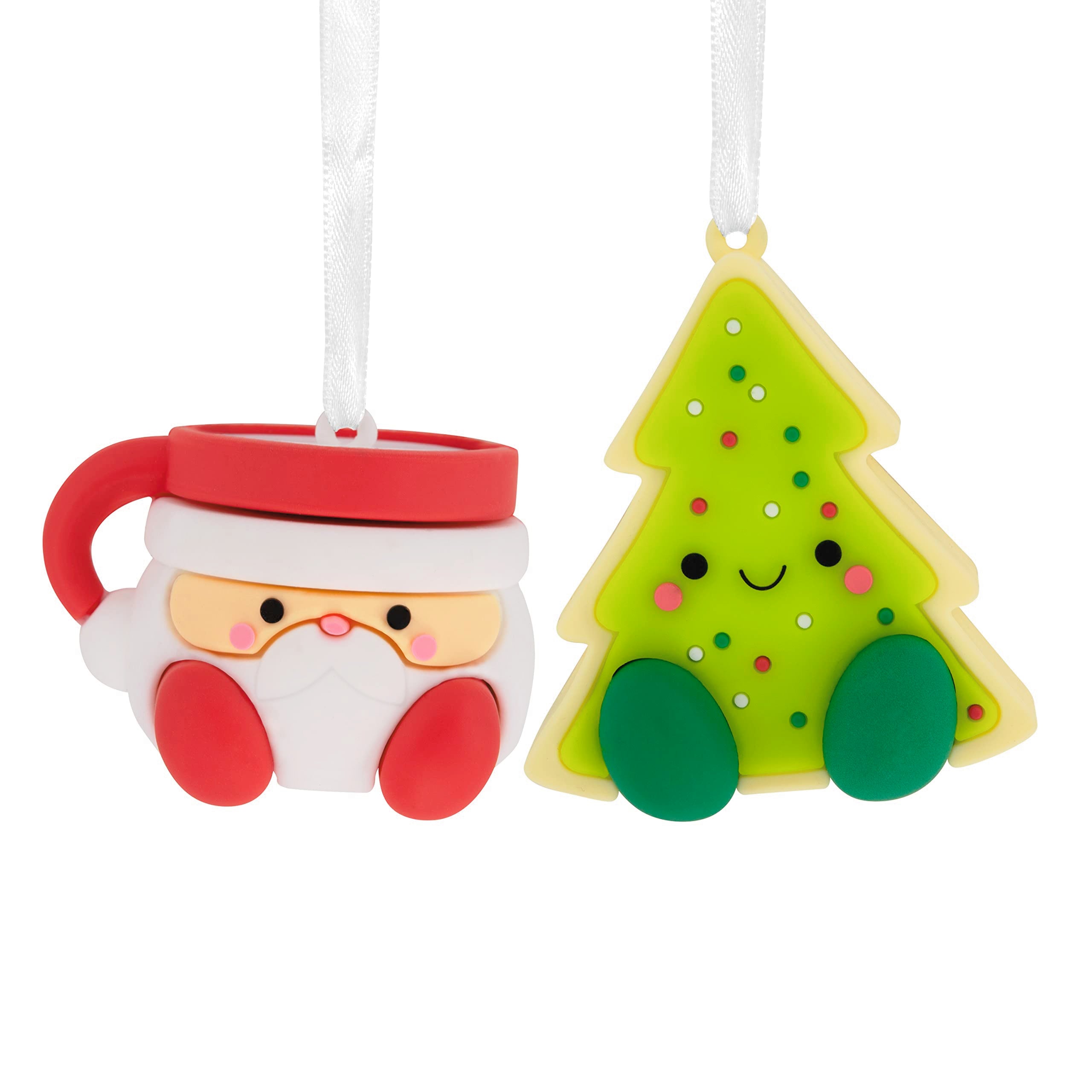 Better Together Santa Milk Mug and Christmas Tree Cookie Magnetic Hallmark Ornaments, Set of 2