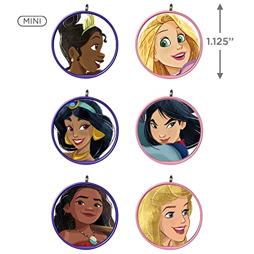 Hallmark Keepsake Miniature Plastic, Christmas Ornament 2022, Disney Princess, Mini Set of 6