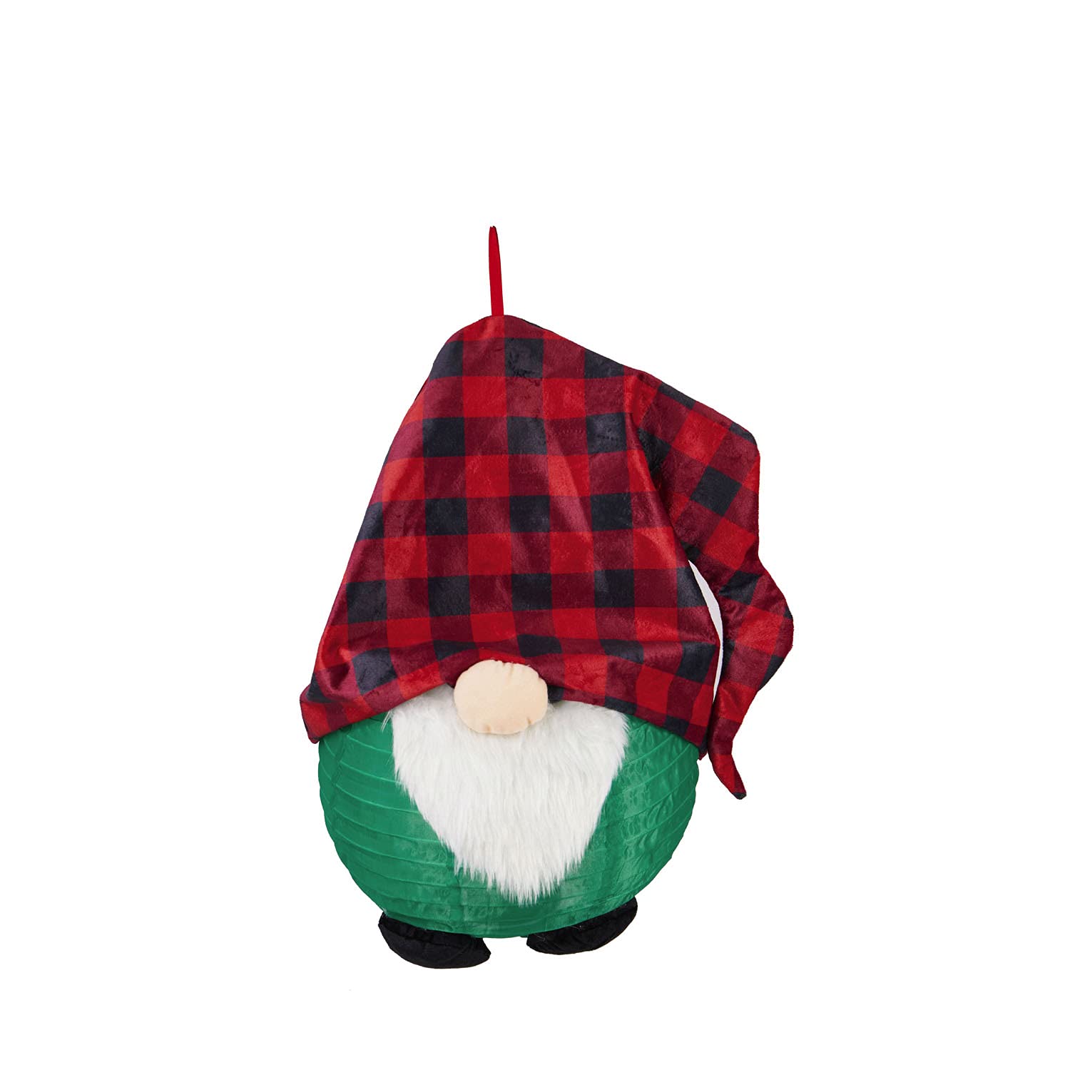 Evergreen "Beaming Buddies" Pop-Up Gnome Collapsible Hanging Lantern Decor Red Buffalo Plaid