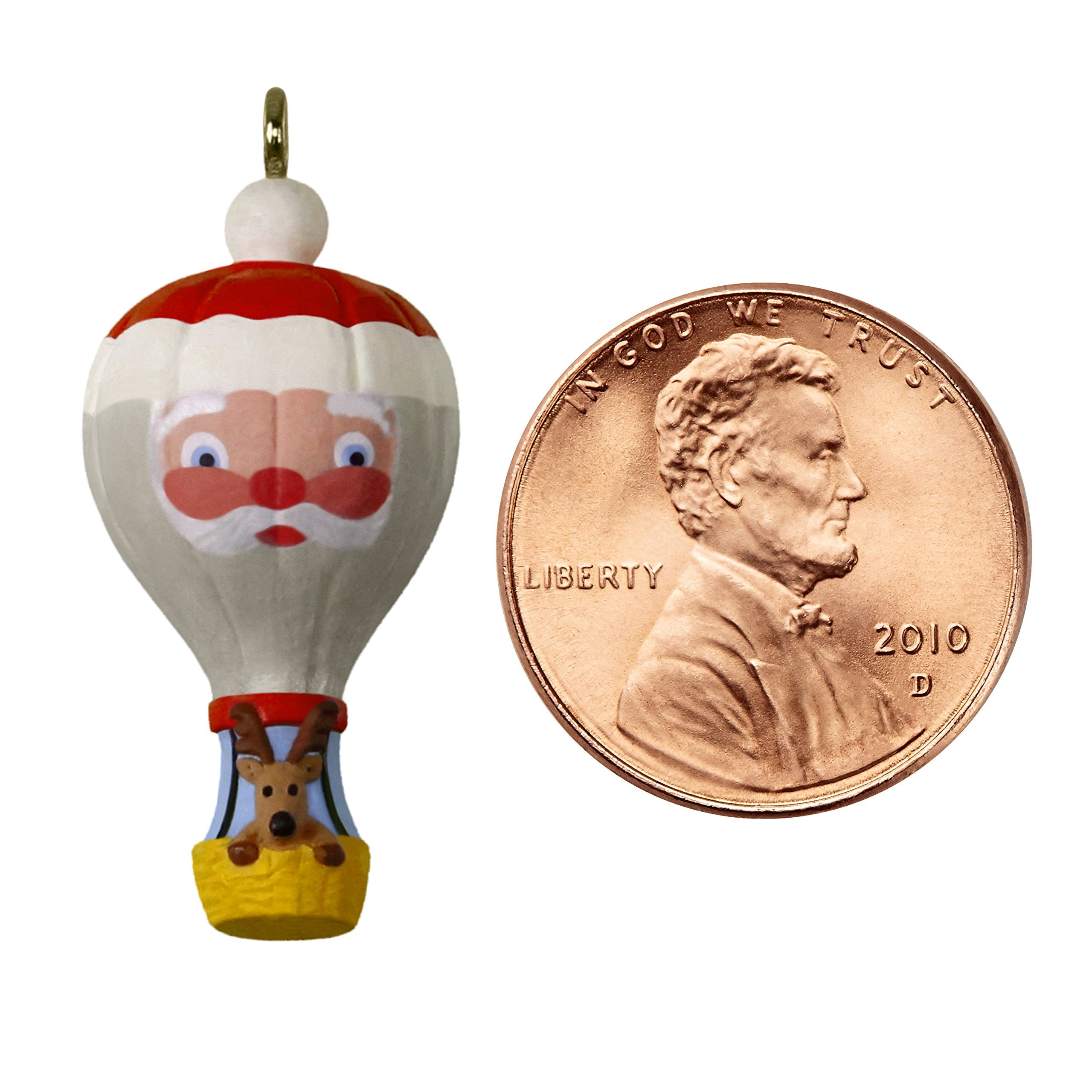 Hallmark Keepsake Mini Christmas Ornament 2018 Year Dated, Santa Hot Air Balloon Up and Away Miniature, 1.31"