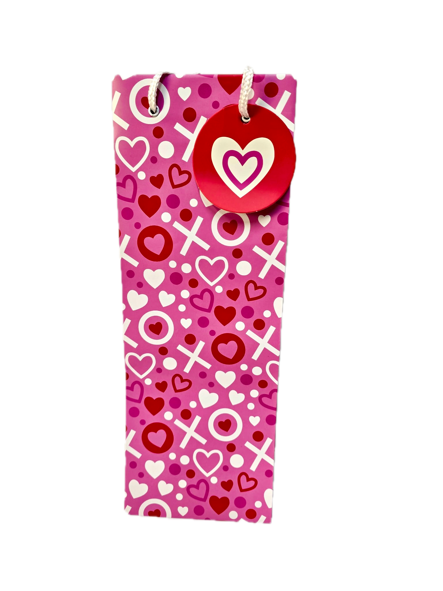 Pink Red and White Valentine's Day Wine Gift Bag