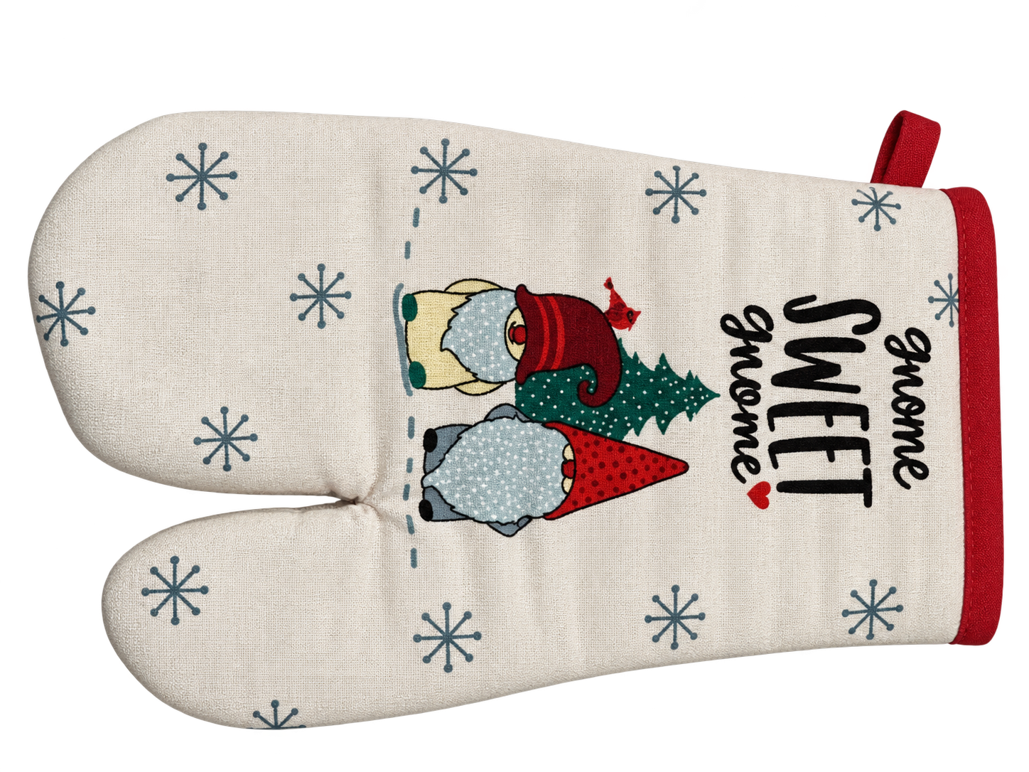 "Gnome Sweet Gnome" Nidico Oven Mitt Gnomes Snowflakes