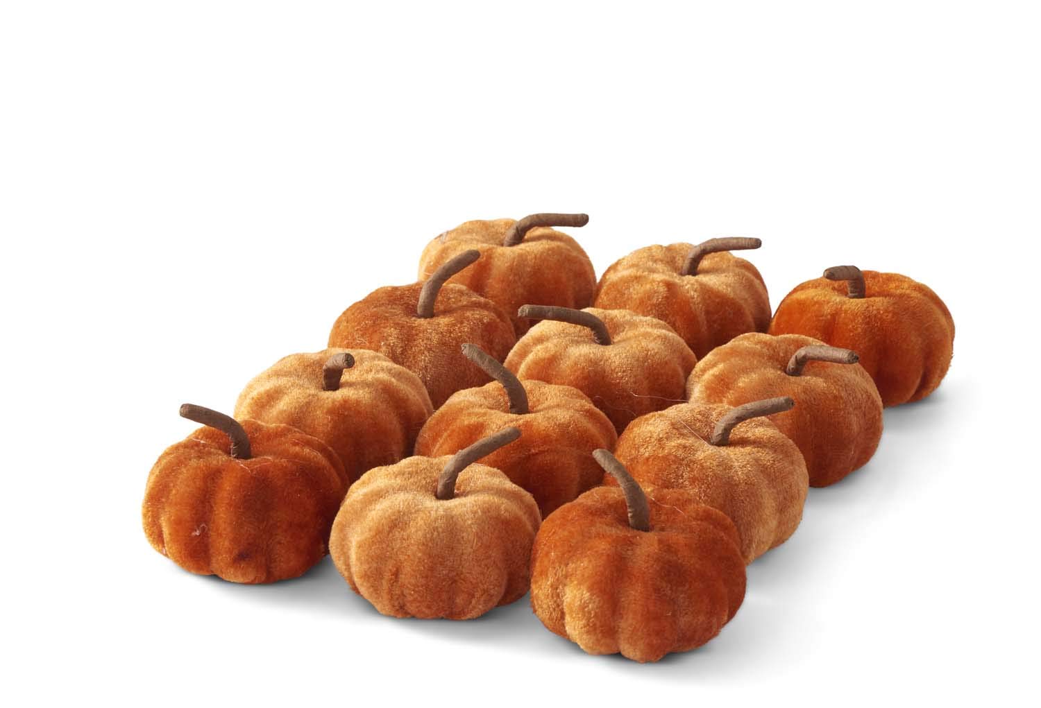 K&K Interiors Set of 12, 12 2.25 Inch Orange Velvet Pumpkins