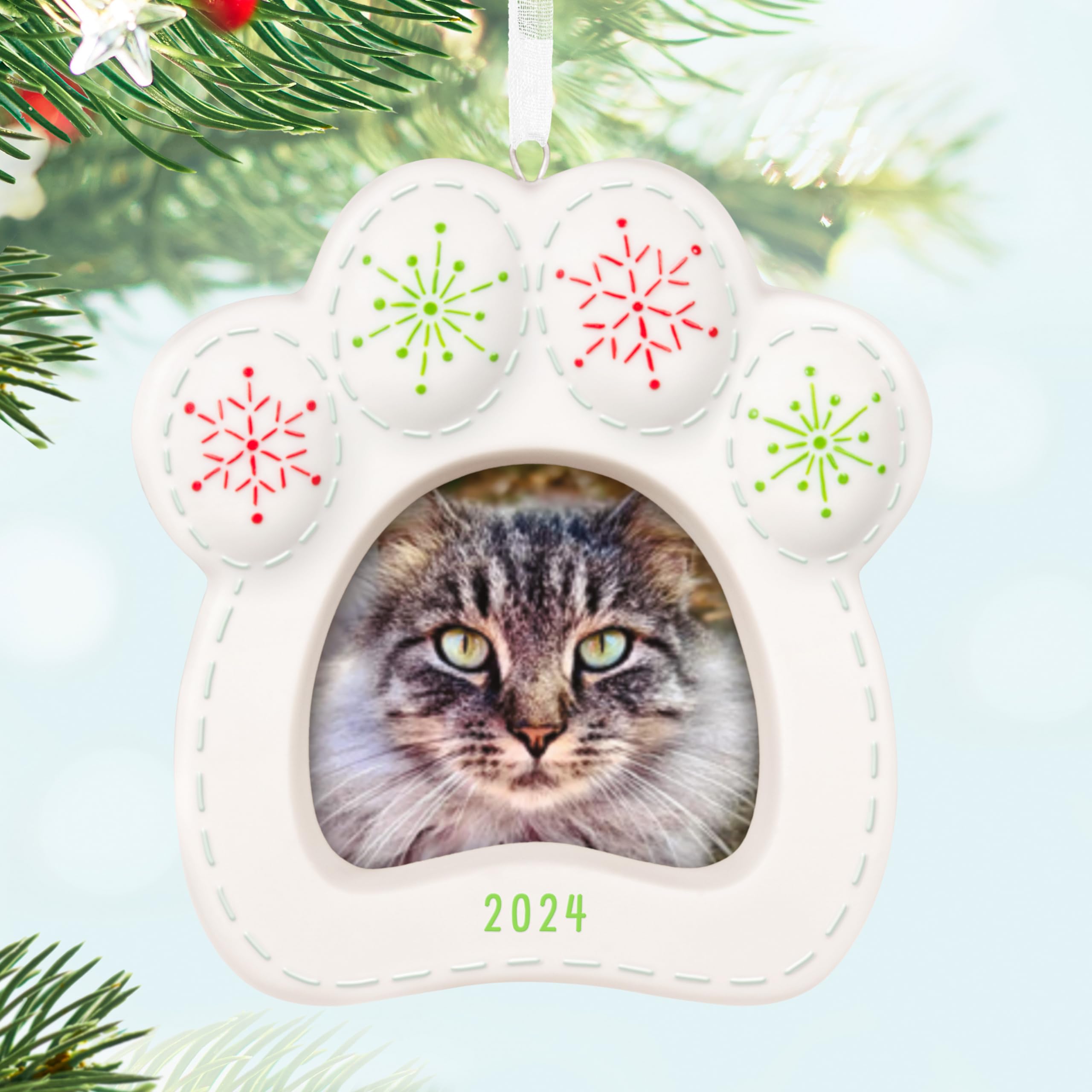 Hallmark Keepsake Christmas Ornament 2024, Pretty Kitty 2024 Photo Frame, Porcelain, Pet Gifts
