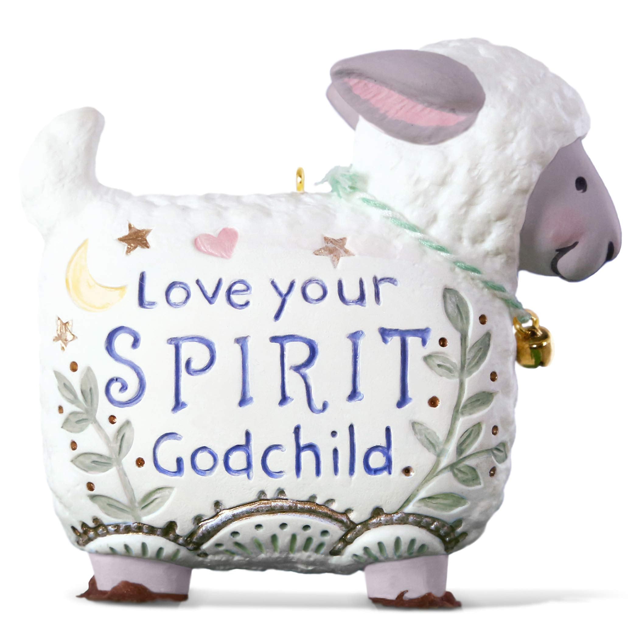 Hallmark Keepsake Christmas Ornament 2019 Year Dated Love Your Spirit, Godchild Lamb, New Baby Baptism Gift Porcelain,