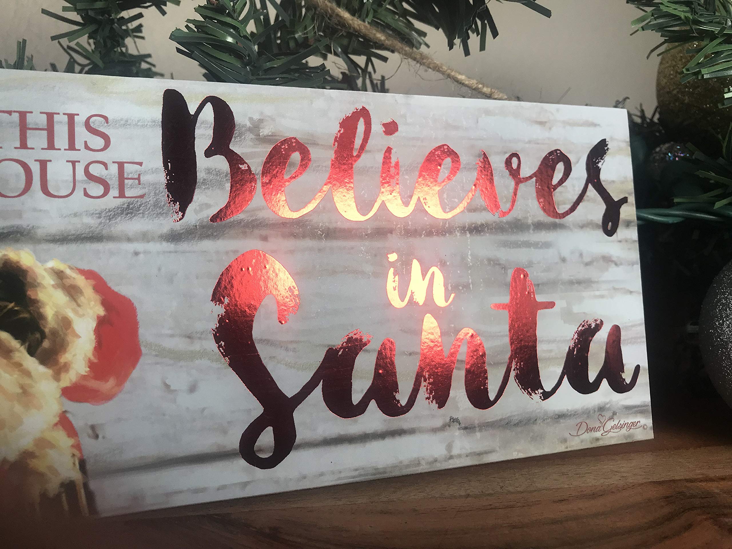 Believe in Santa Wooden Sign with Rope Hanger