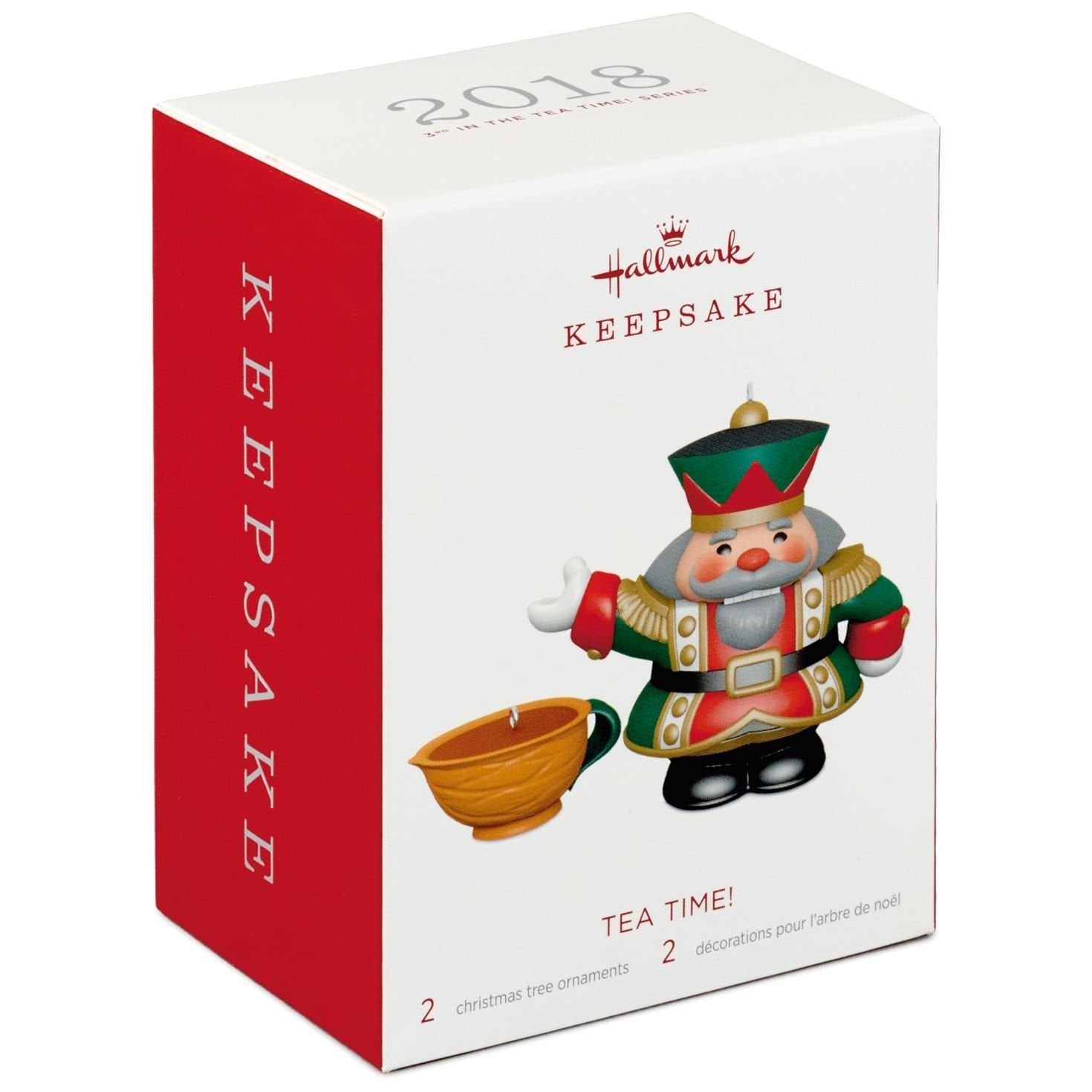 Hallmark Keepsake Christmas Ornaments 2018 Year Dated, Tea Time! Nutcracker, Porcelain, Set of 2