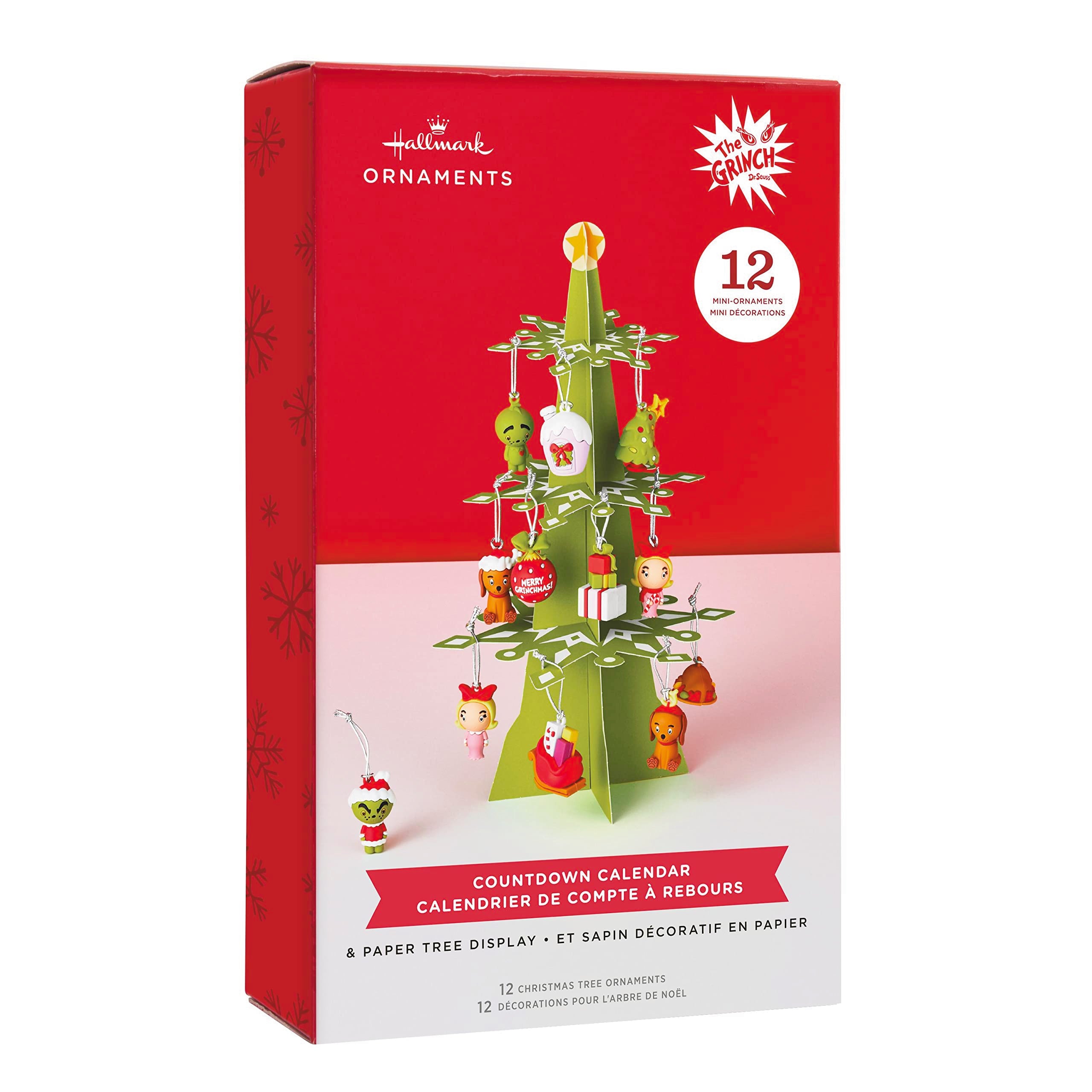 Hallmark Dr. Seuss The Grinch 12-Day Countdown Calendar Mini Ornament Set