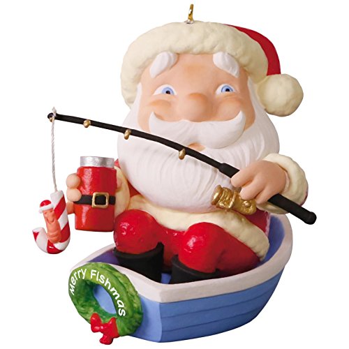 Hallmark 1595QGO1772 Fishing Santa Fishing Keepsake Christmas Ornaments