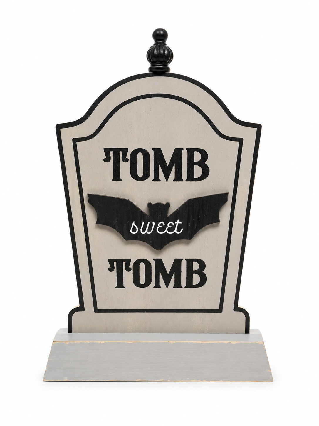 Tomb Sweet Tomb Bats Wooden Halloween Transpac Tombstone