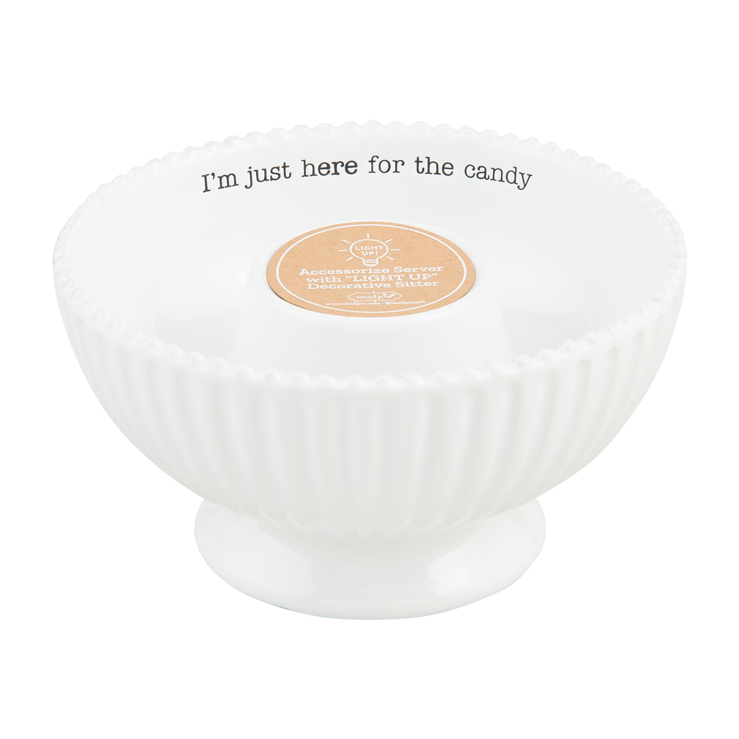 Mud Pie Circa Candy Bowl, 3 1/2" x 6 3/4" dia, WHITE