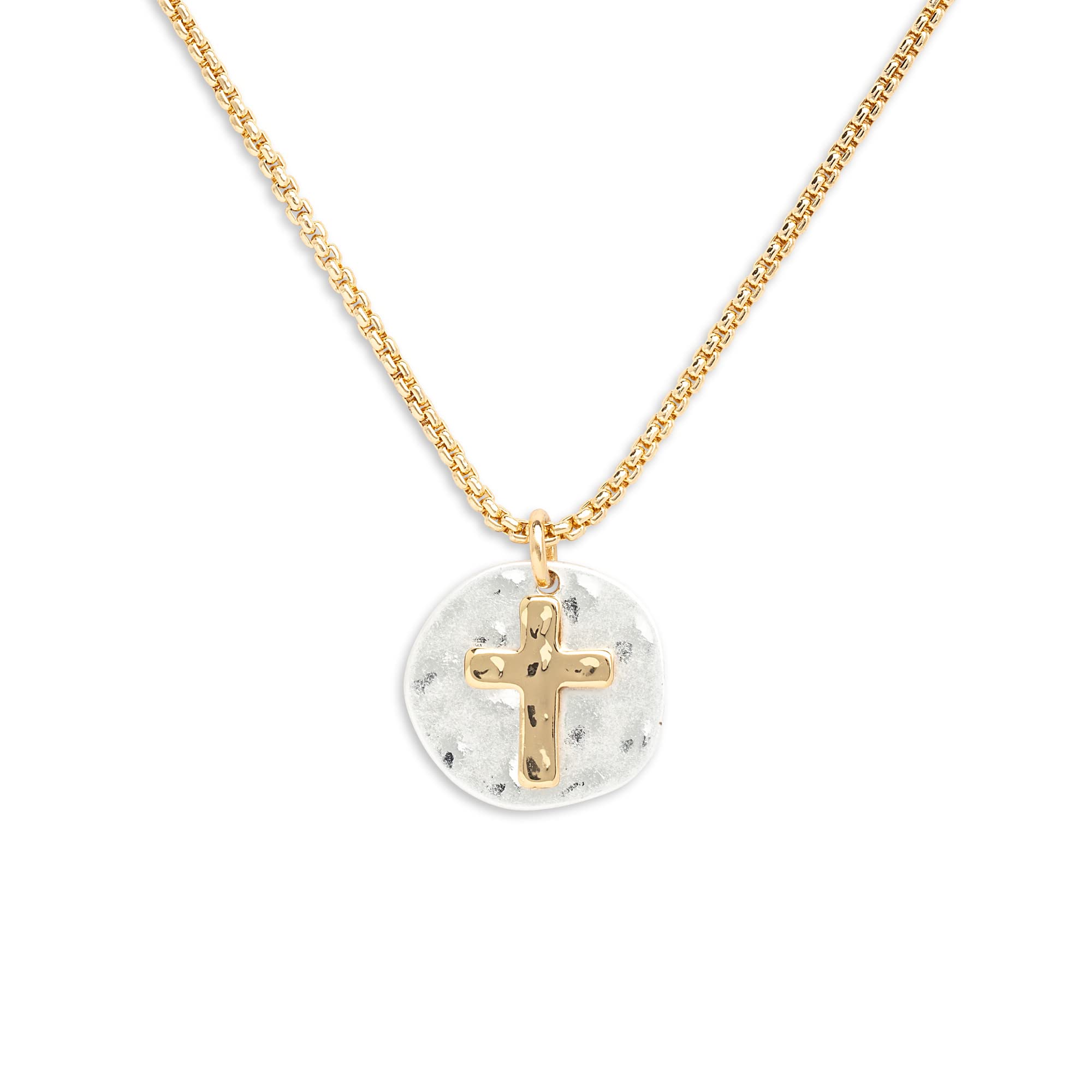 DEMDACO Beaded Cross Gold Tone One Size Brass Layered Prayer Necklace