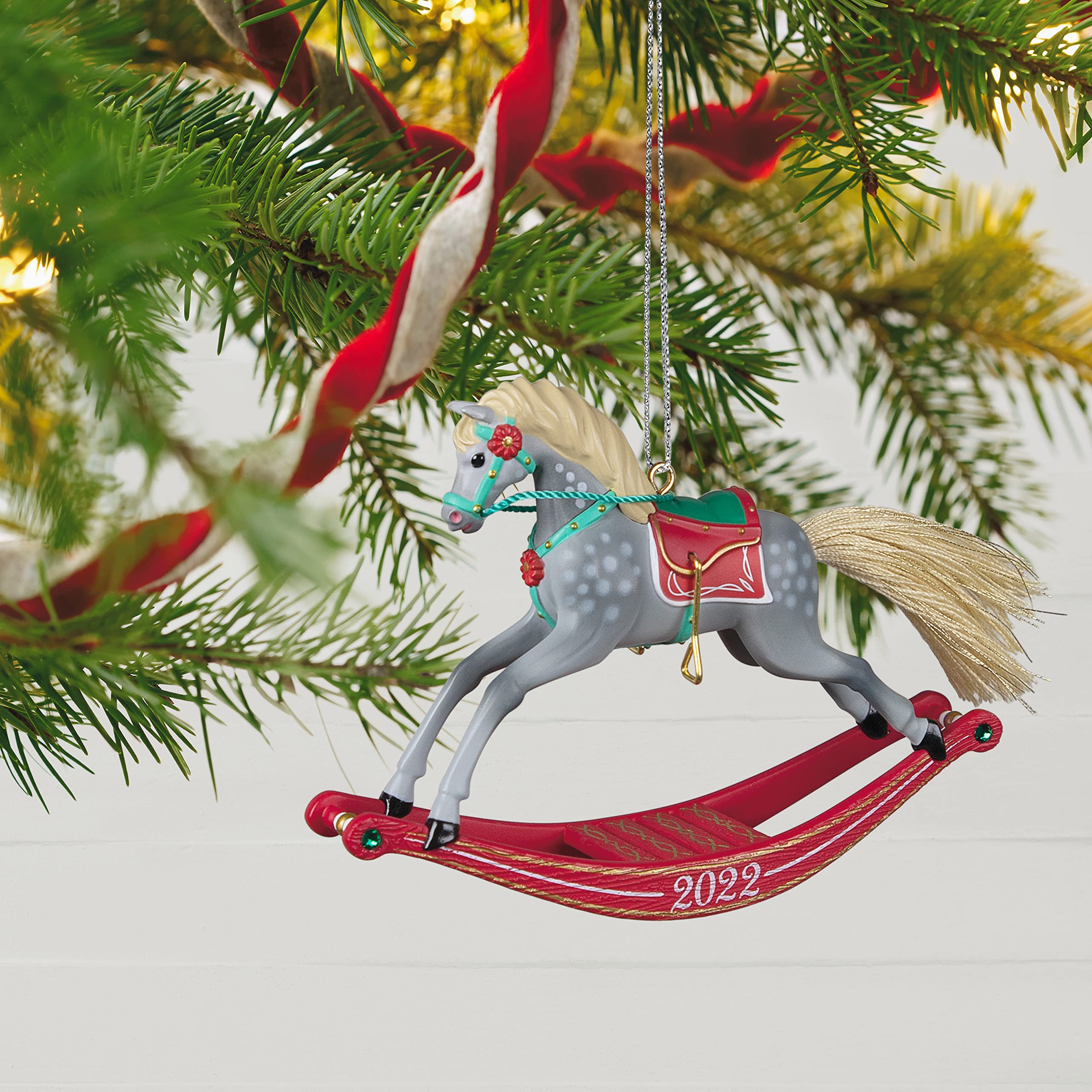 Hallmark Keepsake Plastic Christmas Ornament 2022 Year-Dated, Rocking Horse Memories