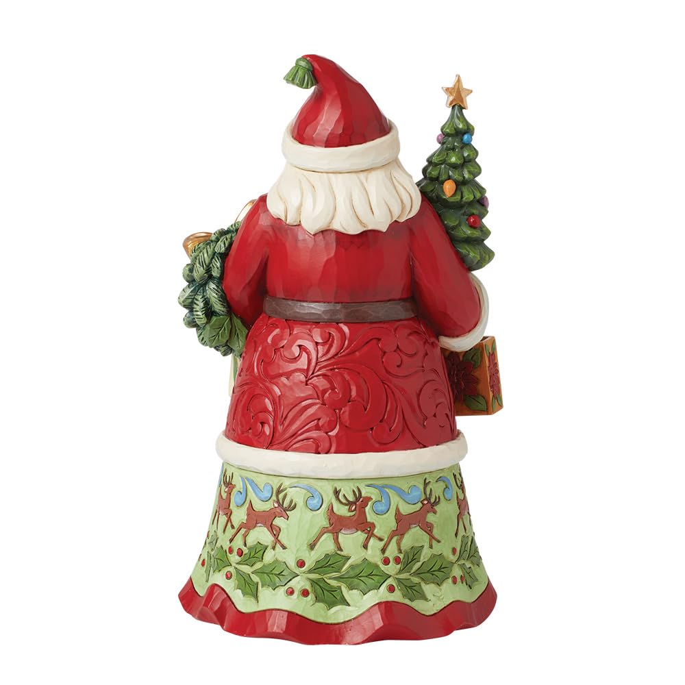 Enesco Jim Shore Heartwood Creek Santa Holding Gifts Bags Figurine- Stone Resin Hand Painted Crafted Collectible Santa Figurines Christmas Home Decor Statue, 10.43 Inch