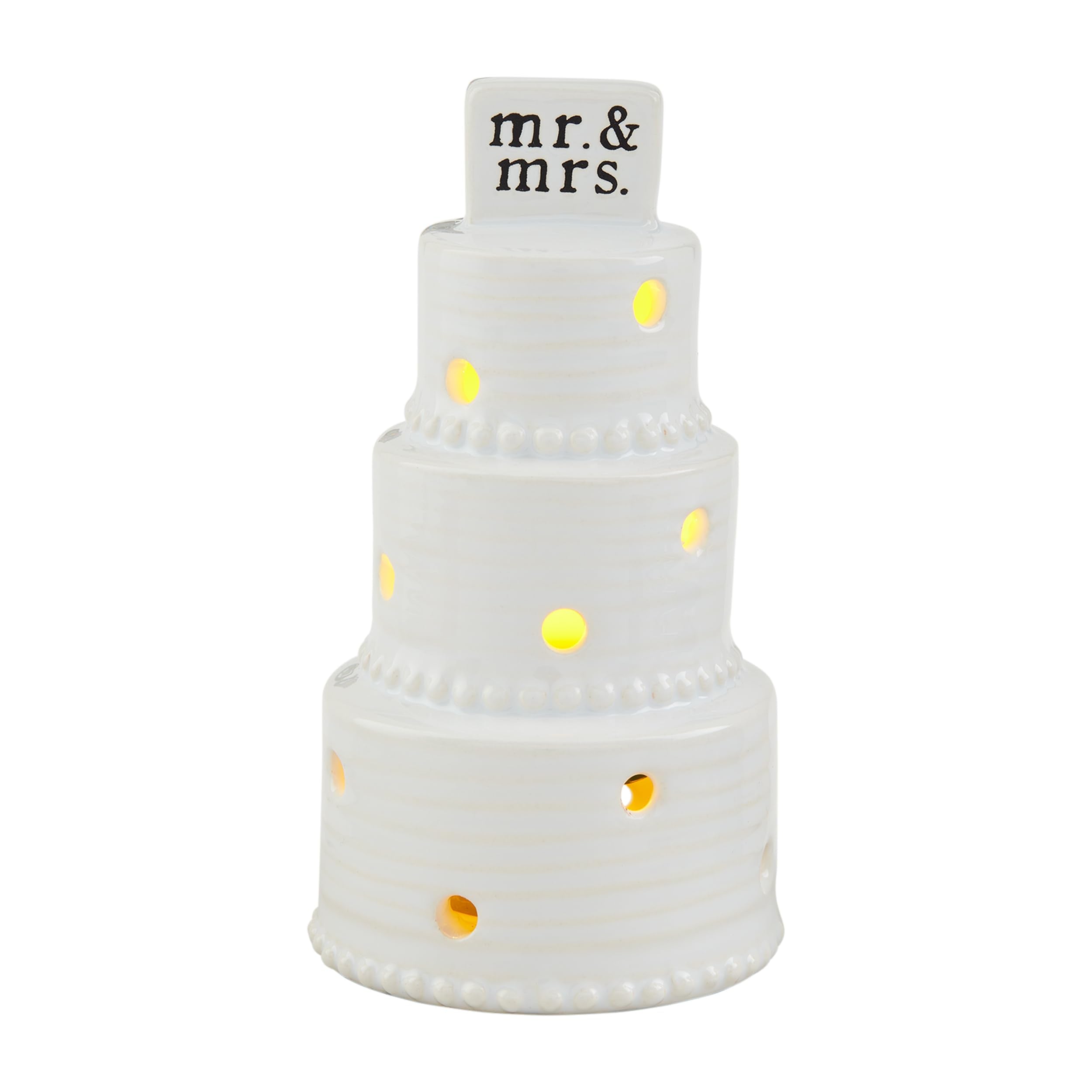 Mud Pie Wedding Cake Light Up Sitter, 2 1/2" x 4 1/2", WHITE