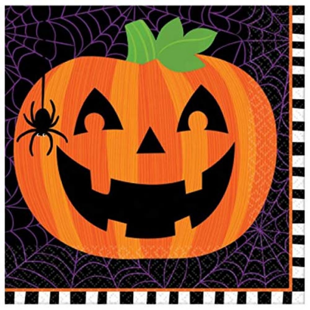 Pumpkin Flair Beverage Paper Napkins - 5" x 5" | Multicolor | Pack of 16