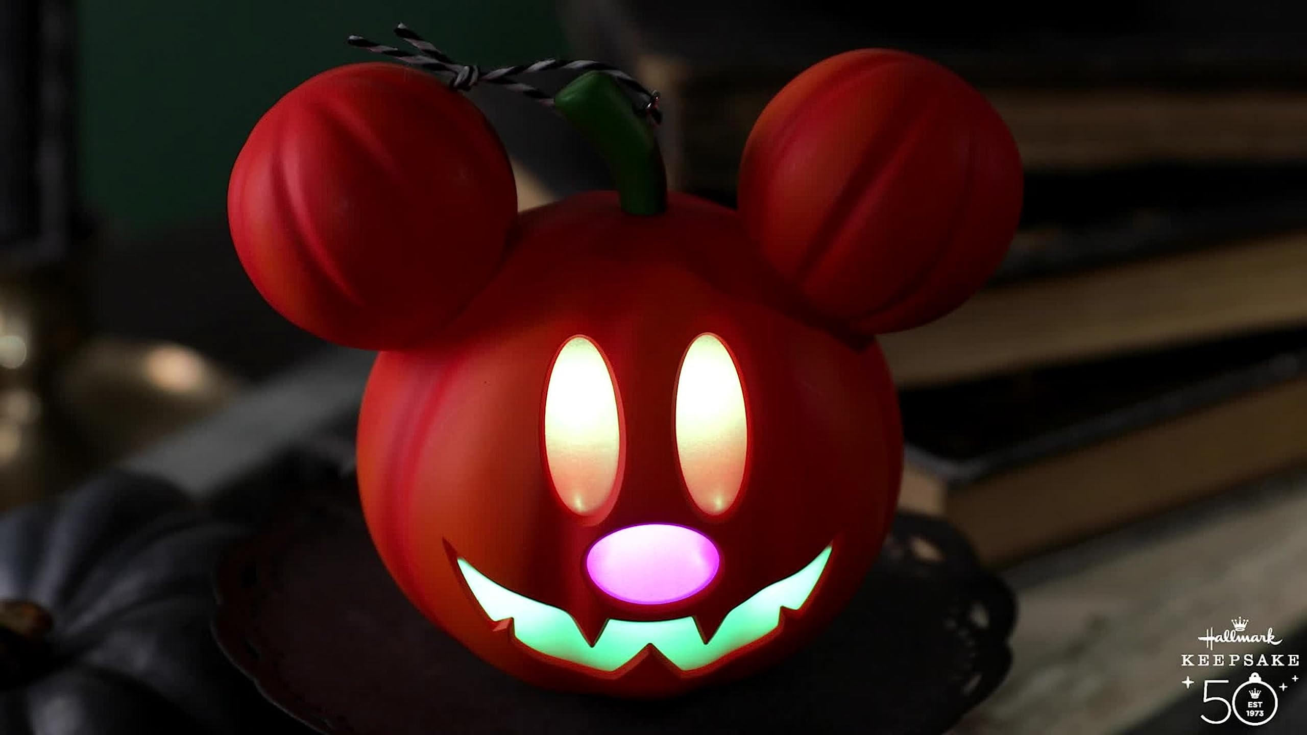 Hallmark Keepsake Halloween Ornament 2023, Disney Mickey Mouse Mysterious Mickey Jack-o'-Lantern With Light, Gifts for Disney Fans