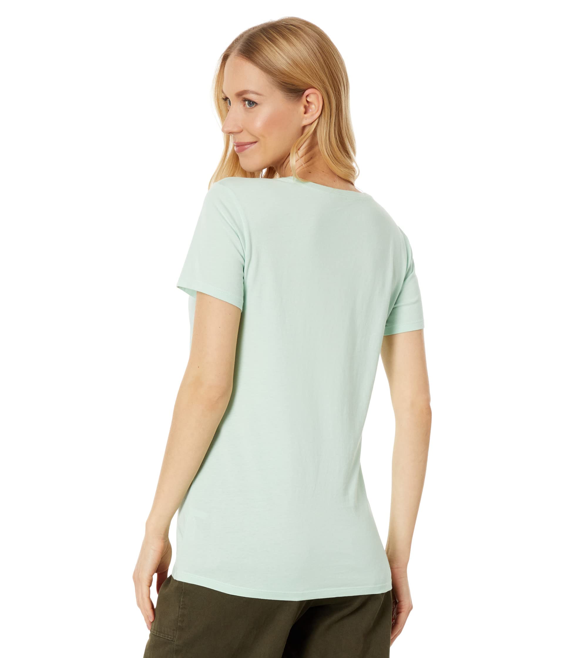MD Life is Good Women's Floral & Bees Logo Graphic Crusher-Lite Crewneck T-Shirt (Light Green, Size M)