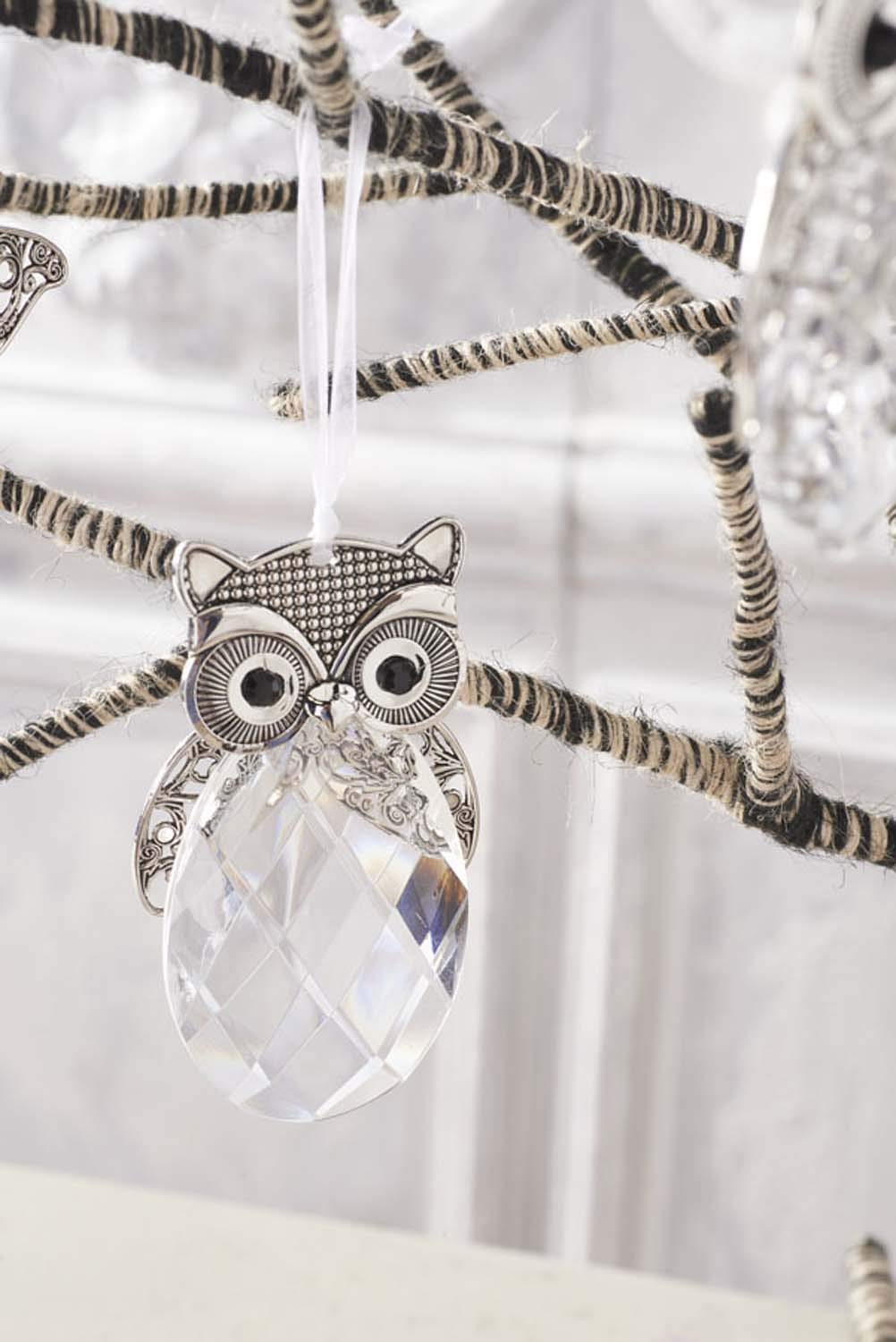 K&K Interiors 53706A Assorted Owl Ornaments with Crystal and Metal (4 Styles)