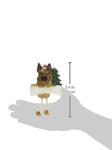 German Shepherd Ornament with Unique "Dangling Legs" Hand Painted and Easily Personalized Christmas Ornament