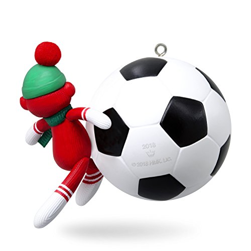 Hallmark Keepsake Personalized Christmas Ornament 2018 Year Dated, Soccer Star Sock Monkey