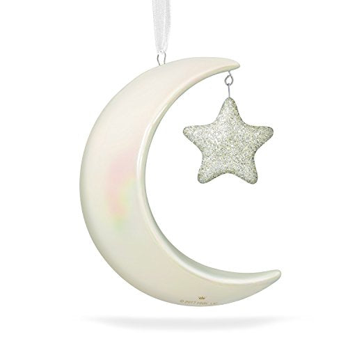 Hallmark Keepsake 2017 Godchild, You Shine Moon and Stars Porcelain Dated Christmas Ornament