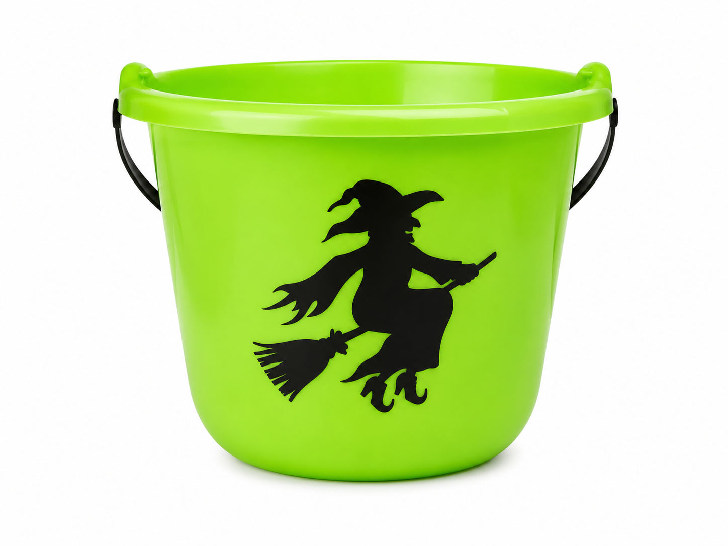 Halloween Witch Trick-or-Treat Candy Bucket, Green Plastic Treat Pail