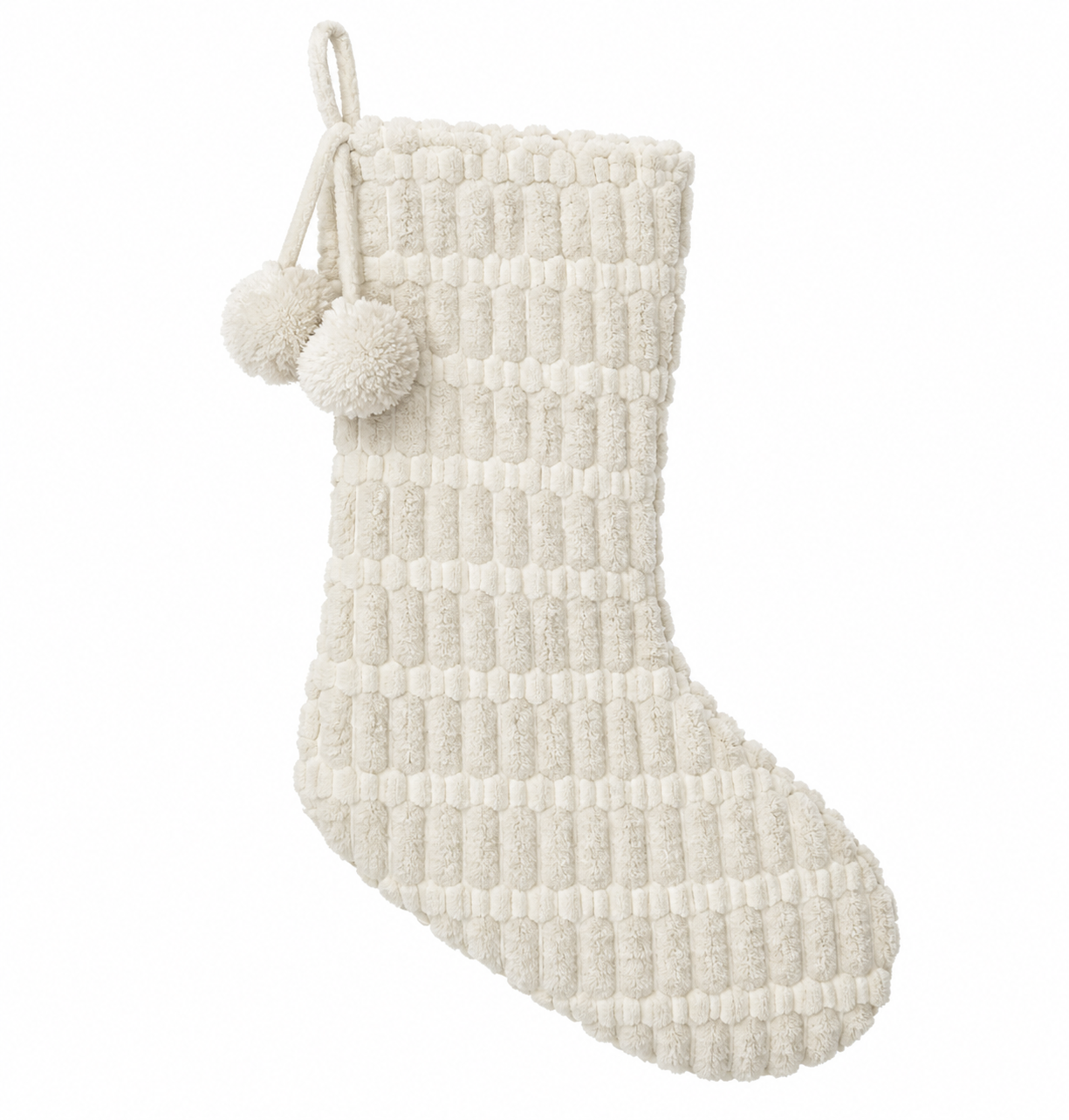 Cozy Ribbed Textured Christmas Stockings with Pom-Poms