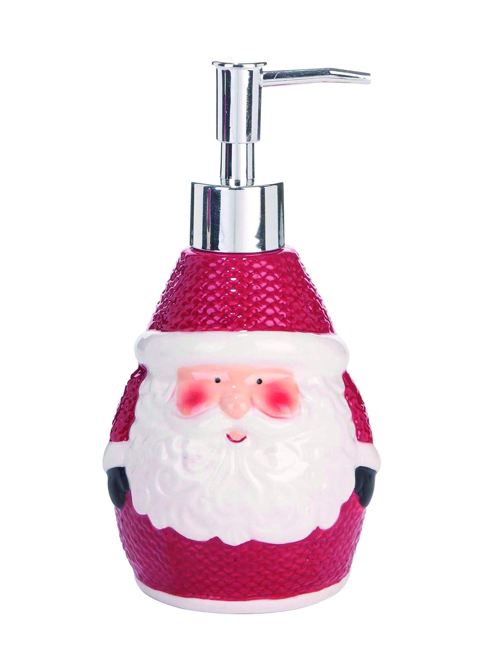 Santa Claus Rosy Red 7 x 4 Dolomite Ceramic Christmas Countertop Soap Dispenser