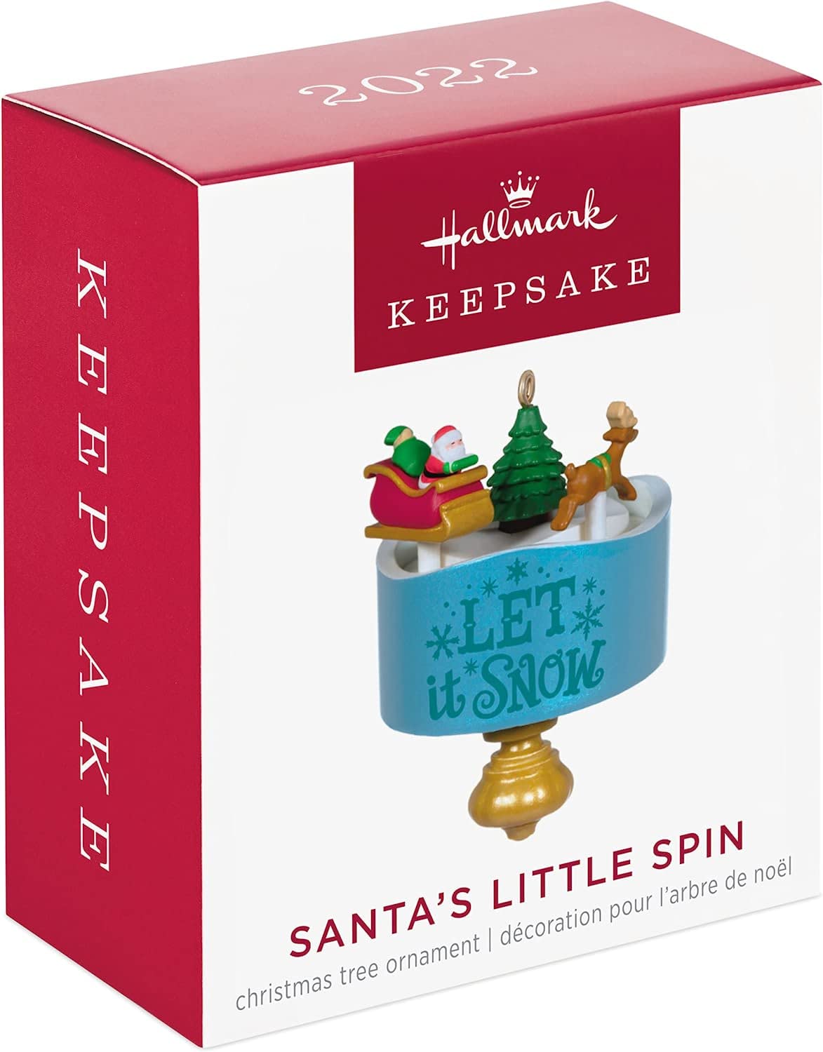 Hallmark Keepsake 1.45" Miniature Christmas Ornament 2022, Santa’s Little Spin, Mini