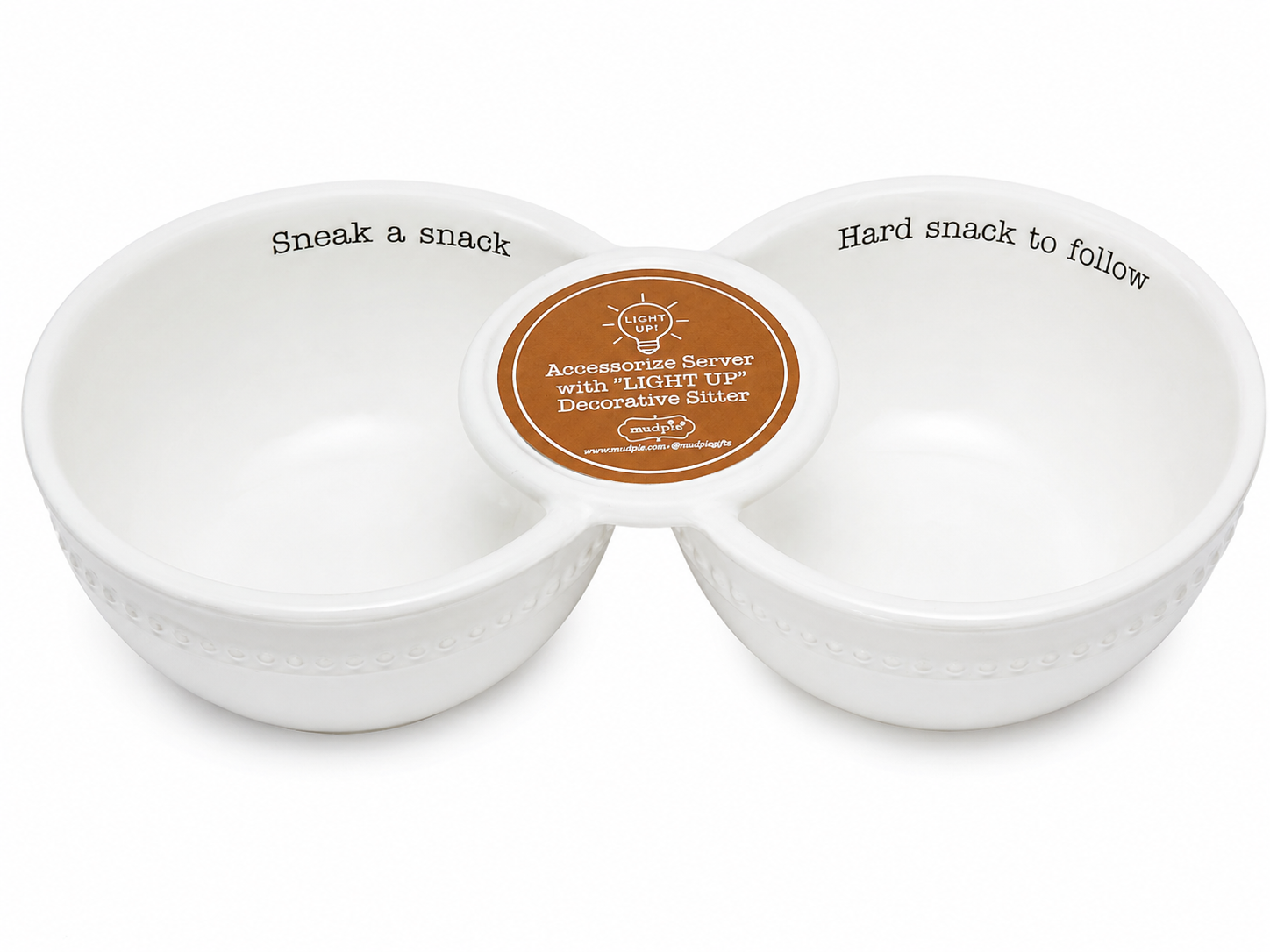 Mud Pie Ceramic Light-Up Sitter Double Snack Server Set