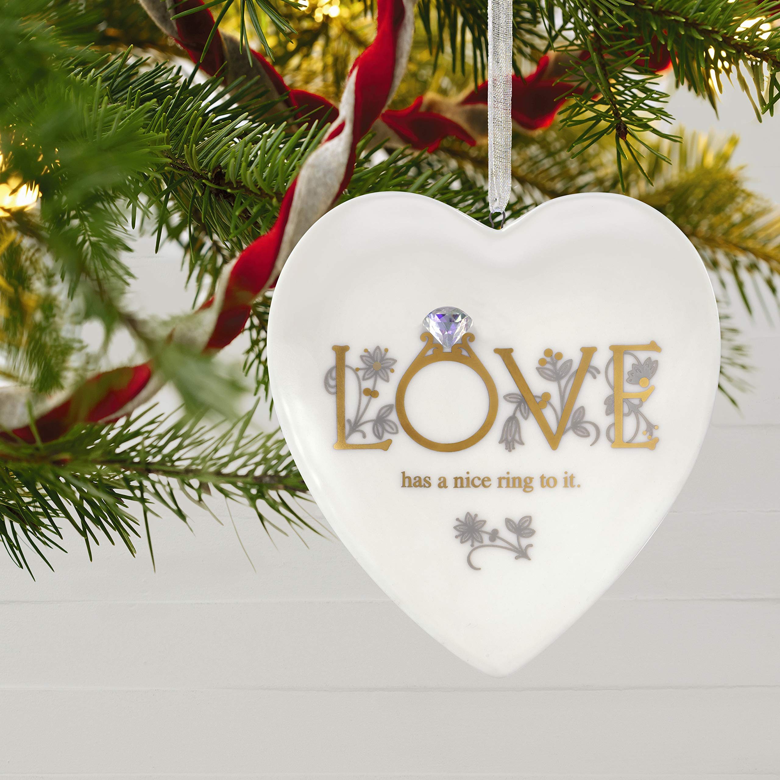 Hallmark Keepsake Christmas Ornament 2020 First Comes Love Engagement Ring Heart Porcelain