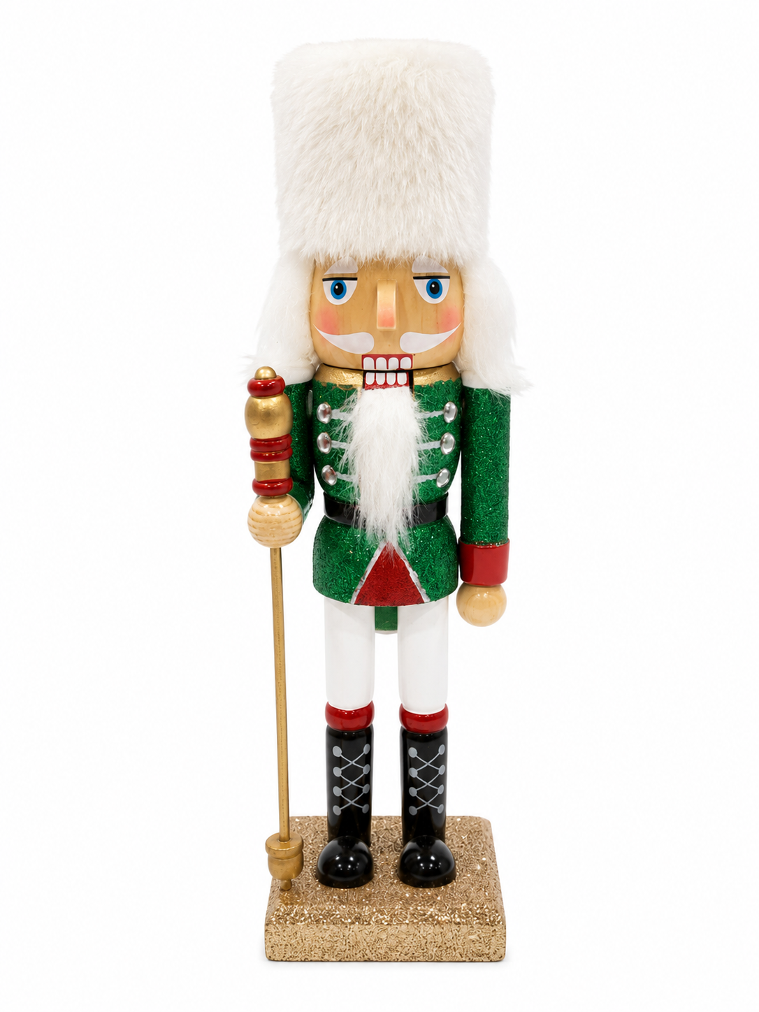 Transpac Green Wooden Christmas Nutcracker Soldier Figure