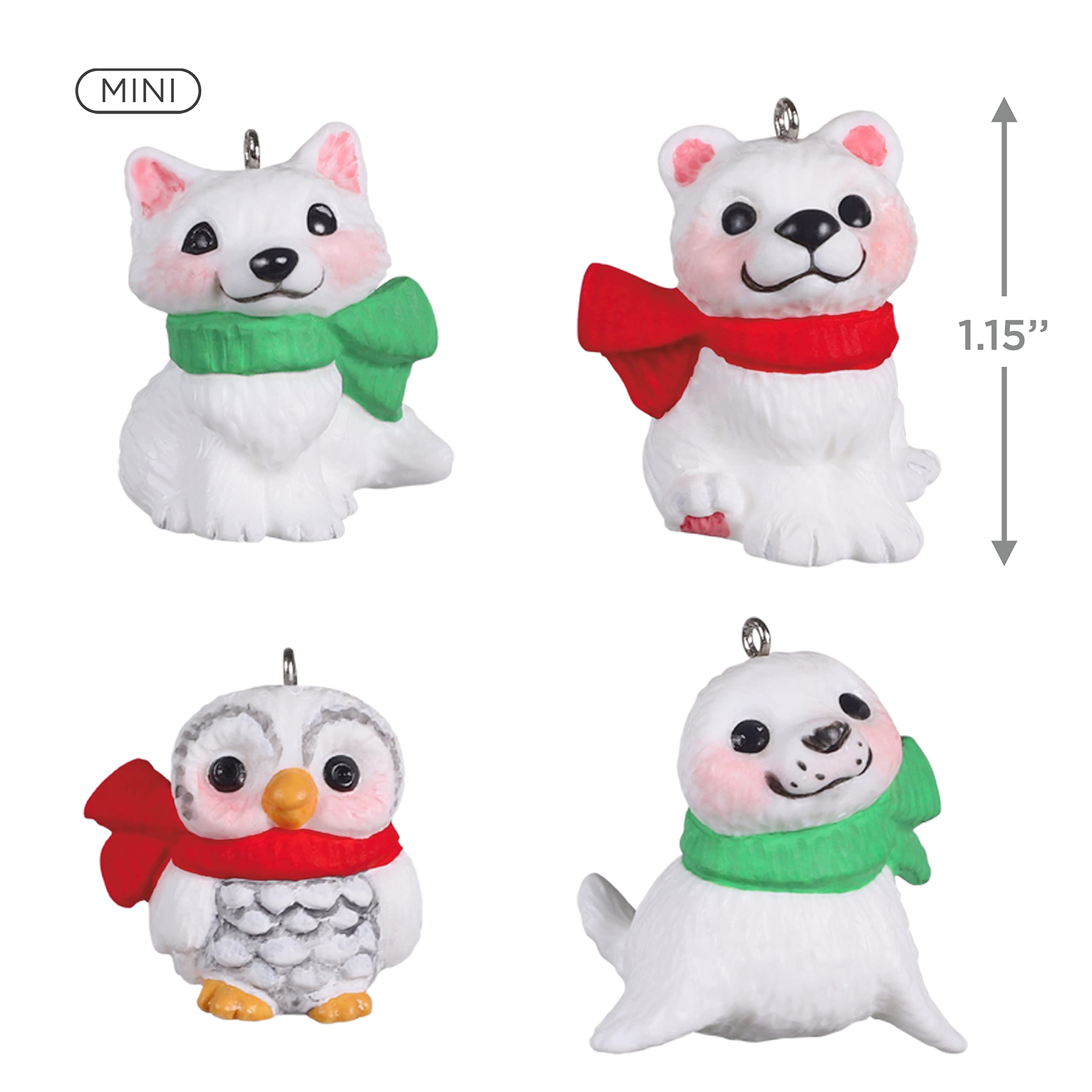 Hallmark Keepsake Miniature Christmas Ornament 2022, Snow Buddies, Mini Set of 4