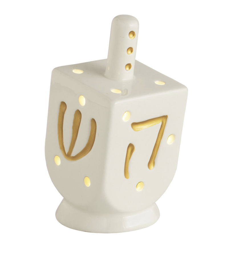 Light-Up Ceramic Dreidel Holiday Tabletop Decor