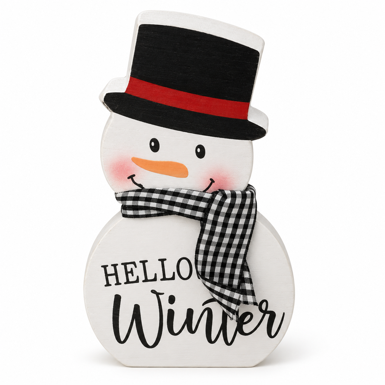 Adams & Co. "Hello Winter" Wooden Snowman Chunky Cutout Decor