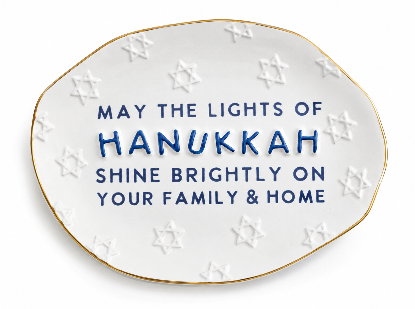 "May the Lights of Hannukah Shine Brightly on Your Family and Your Home" Hannukah Mud Pie Tray