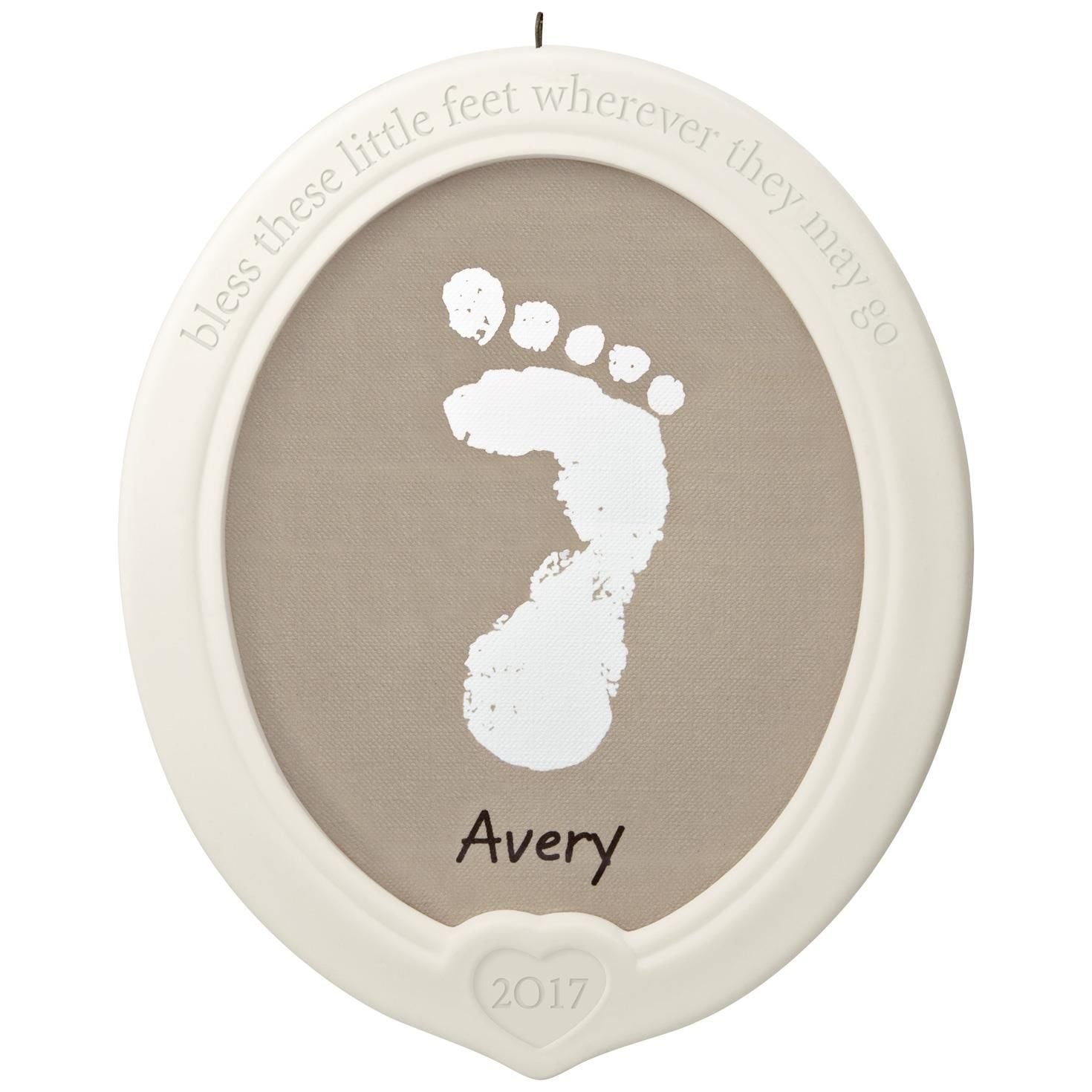 Hallmark Keepsake 2017 Little Feet, Big Blessing Baby's Footprint Premium Porcelain Dated Christmas Ornament Kit