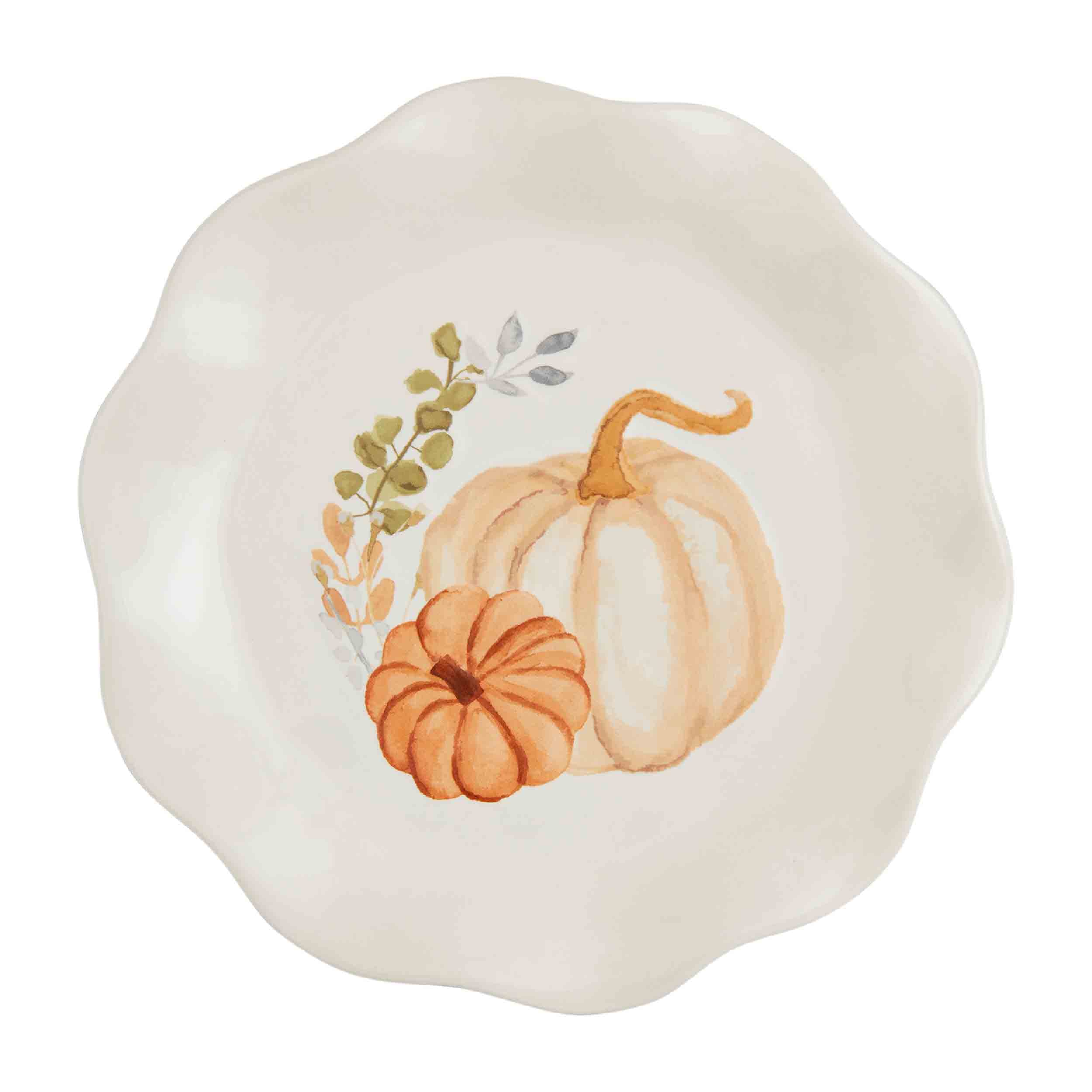 Mud Pie Thanksgiving Salad Plate, Double Pumpkin, 8-inch Diameter